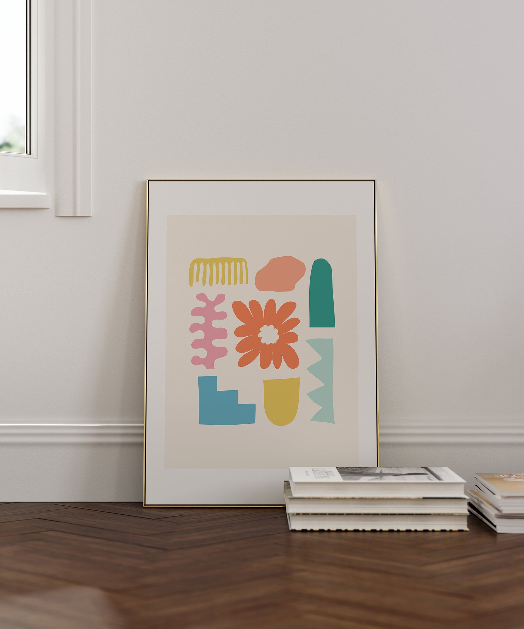 Dynamic 'Colorful Collage v2' abstract design, aesthetic canvas-style print for modern interiors.