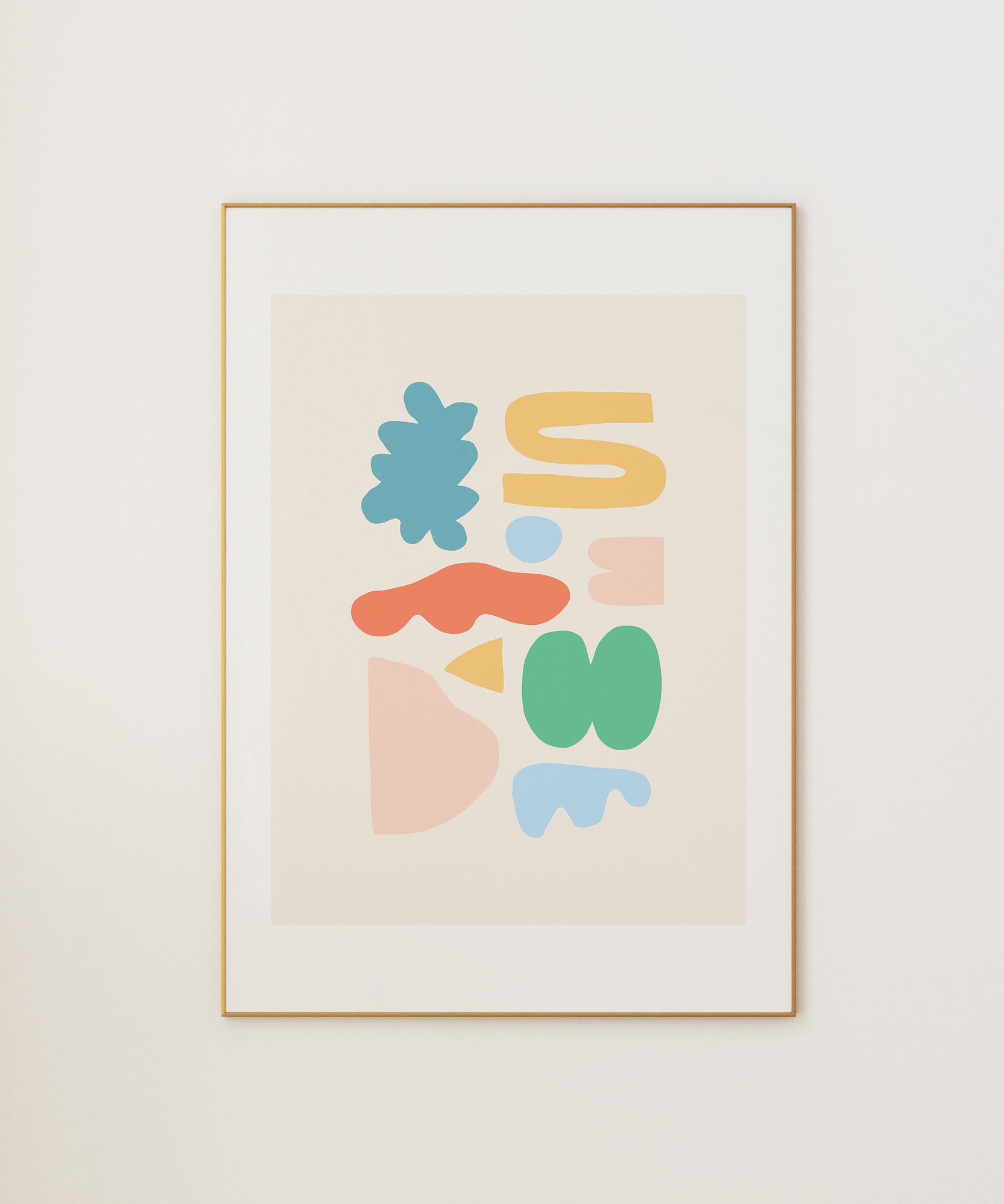 Playful 'Colorful Collage v3' abstract artwork, framed abstract prints for a vibrant aesthetic.