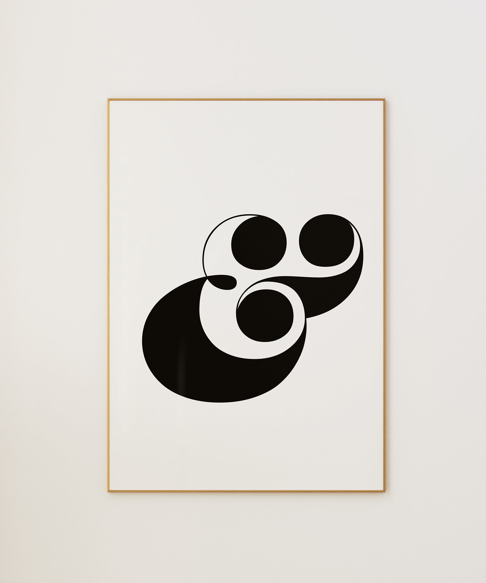 Bold black and white '&' ampersand (v2) initial, minimalist wall art for a stylish modern aesthetic.