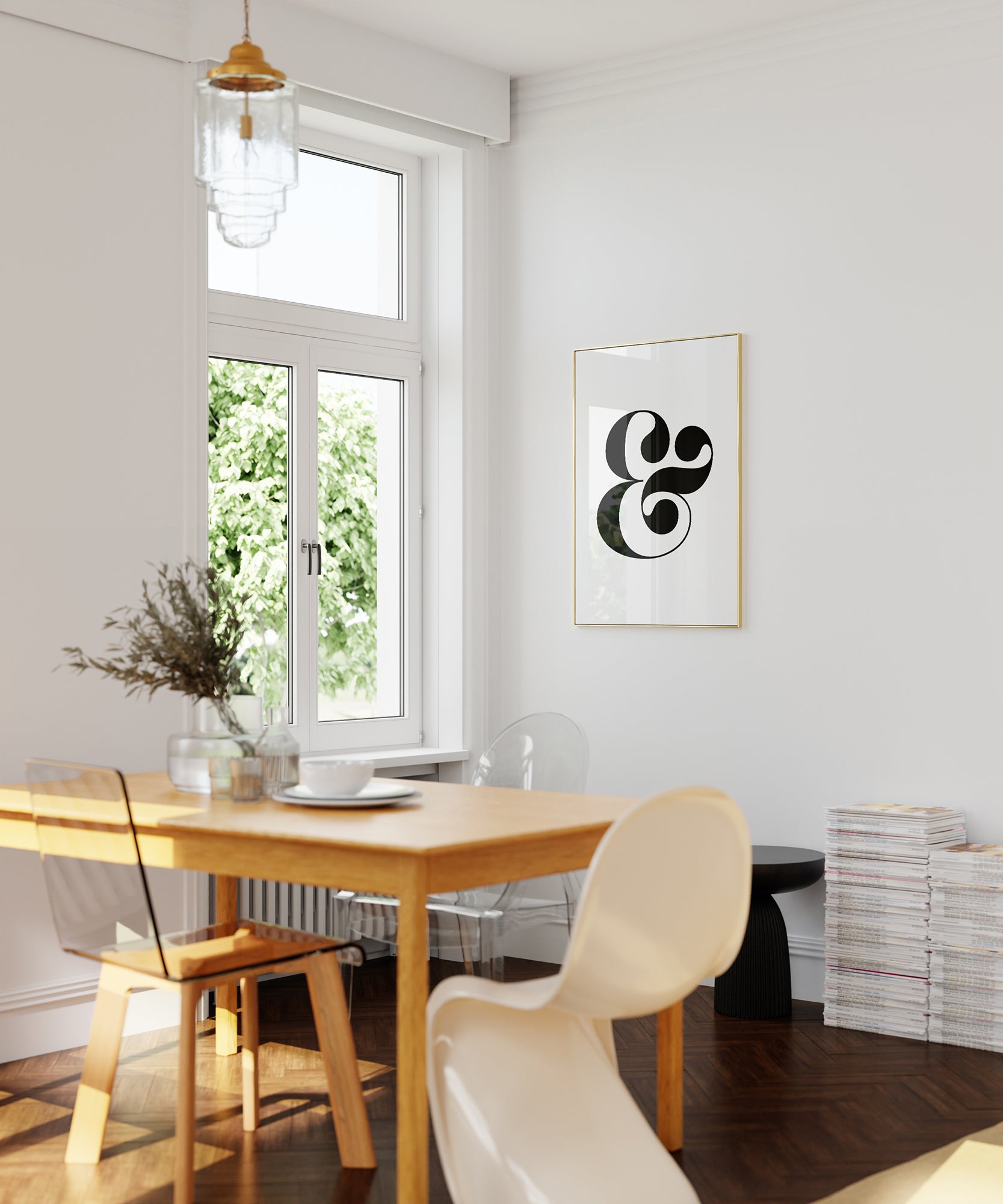 Bold black and white '&' ampersand symbol, modern wall decor for a striking aesthetic.