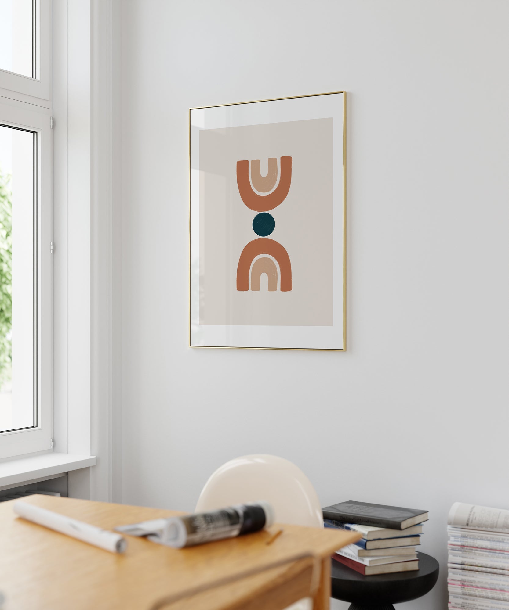 Abstract 'Earthy Essence' bohemian design, aesthetic canvas-style print for warm, versatile decor.