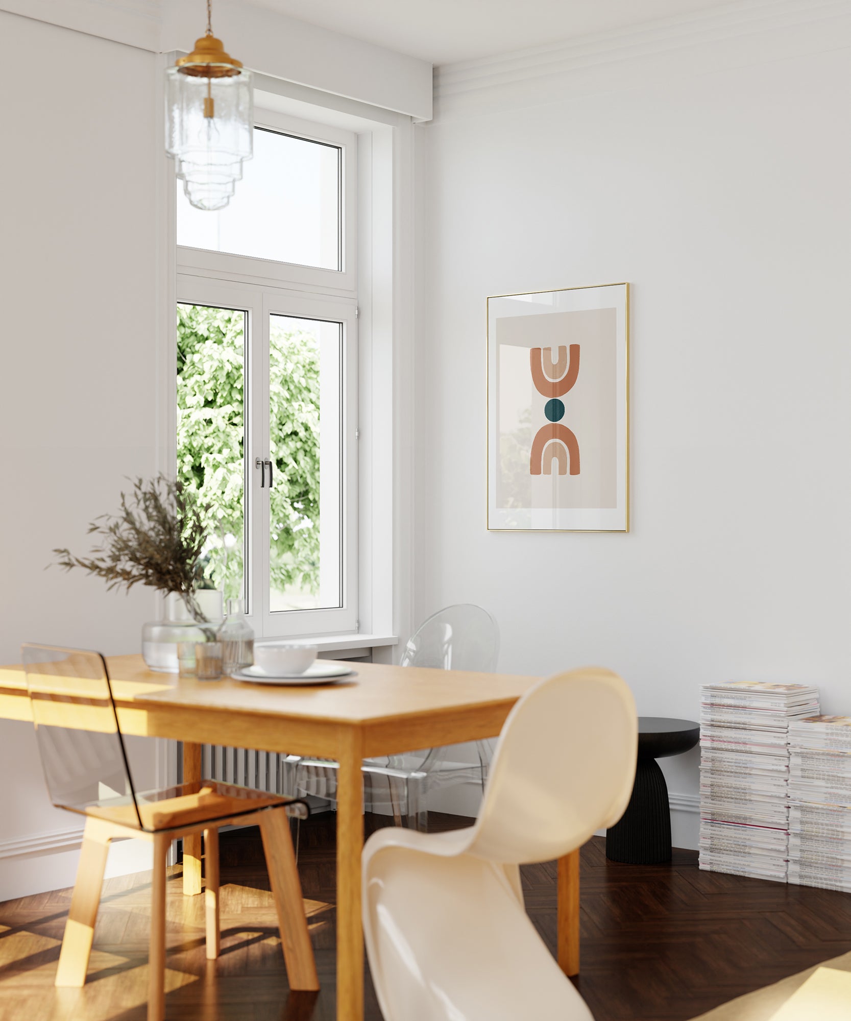 Abstract 'Earthy Essence' bohemian design, aesthetic canvas-style print for warm, versatile decor.