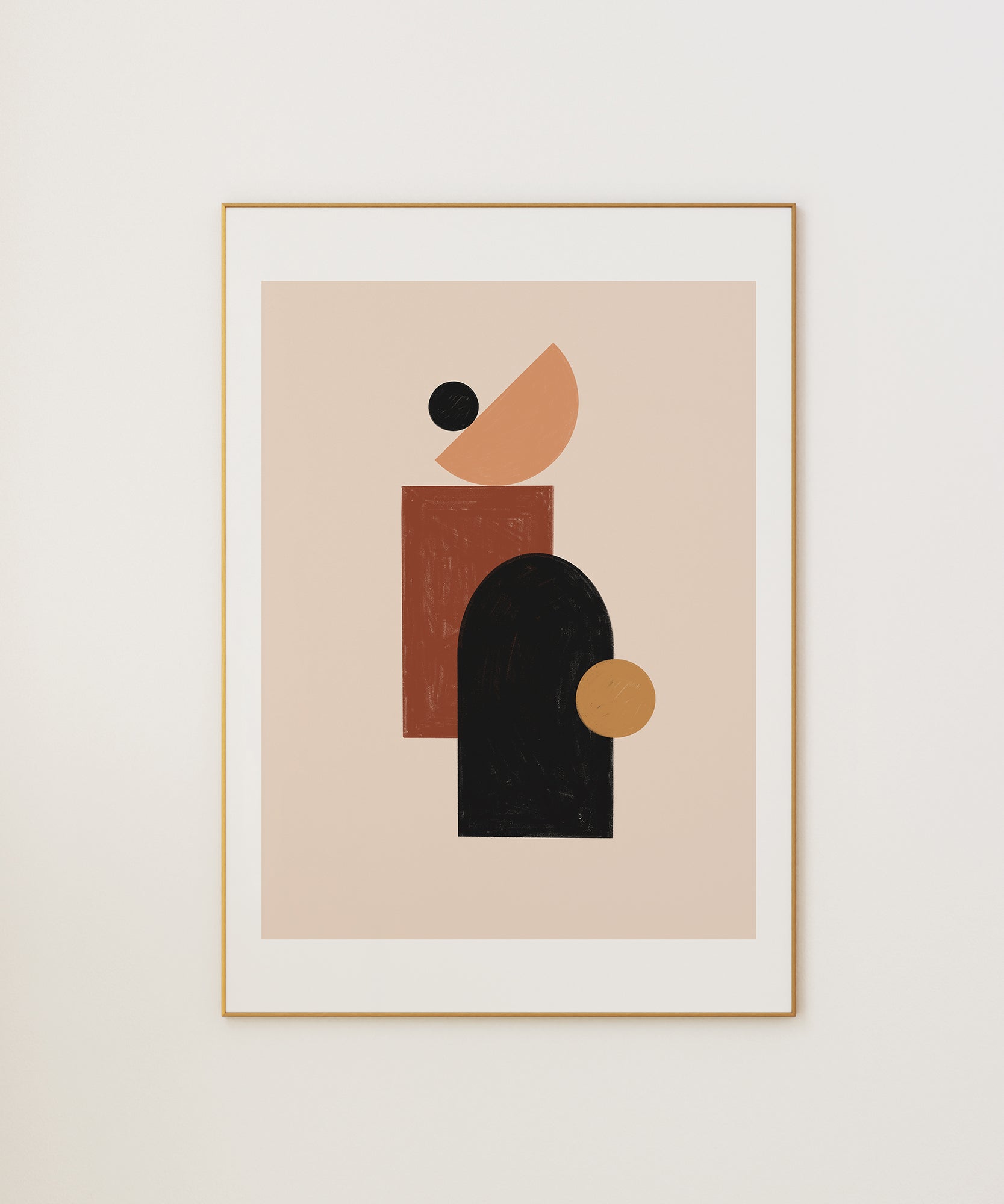 Bohemian 'Desert Dreams' abstract art, framed abstract prints with warm earthy aesthetic.