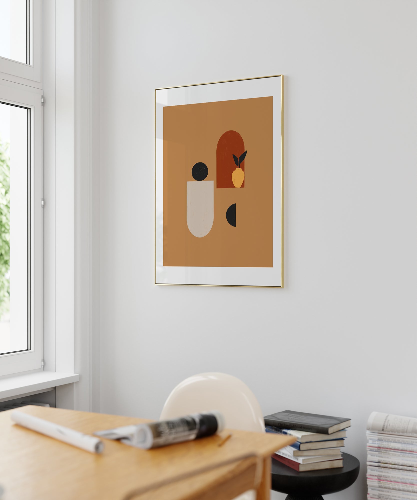 Abstract 'Spirit Oasis' bohemian design, minimalist prints for a versatile aesthetic wall art.