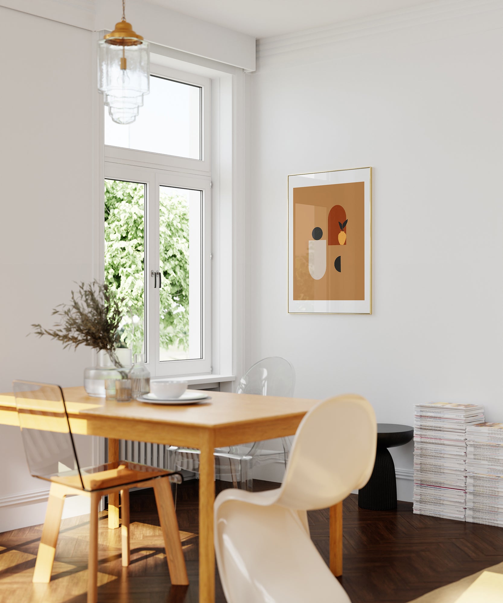 Abstract 'Spirit Oasis' bohemian design, minimalist prints for a versatile aesthetic wall art.