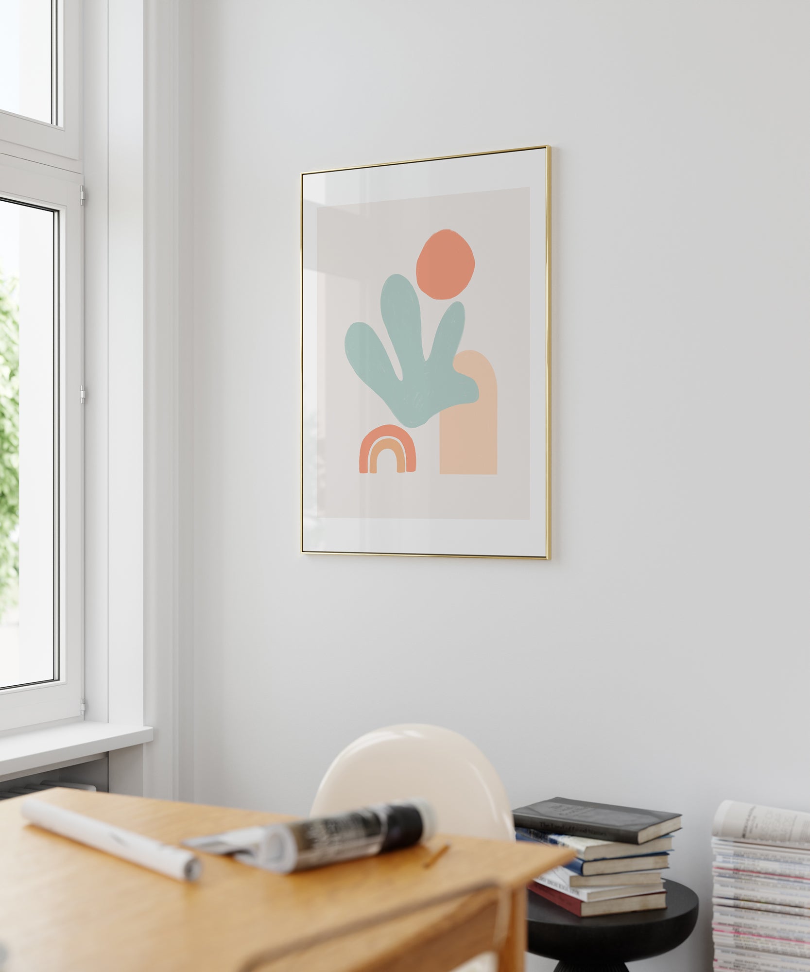 Minty green 'Minty Boho' abstract design, bohemian minimalist prints for a cool aesthetic.