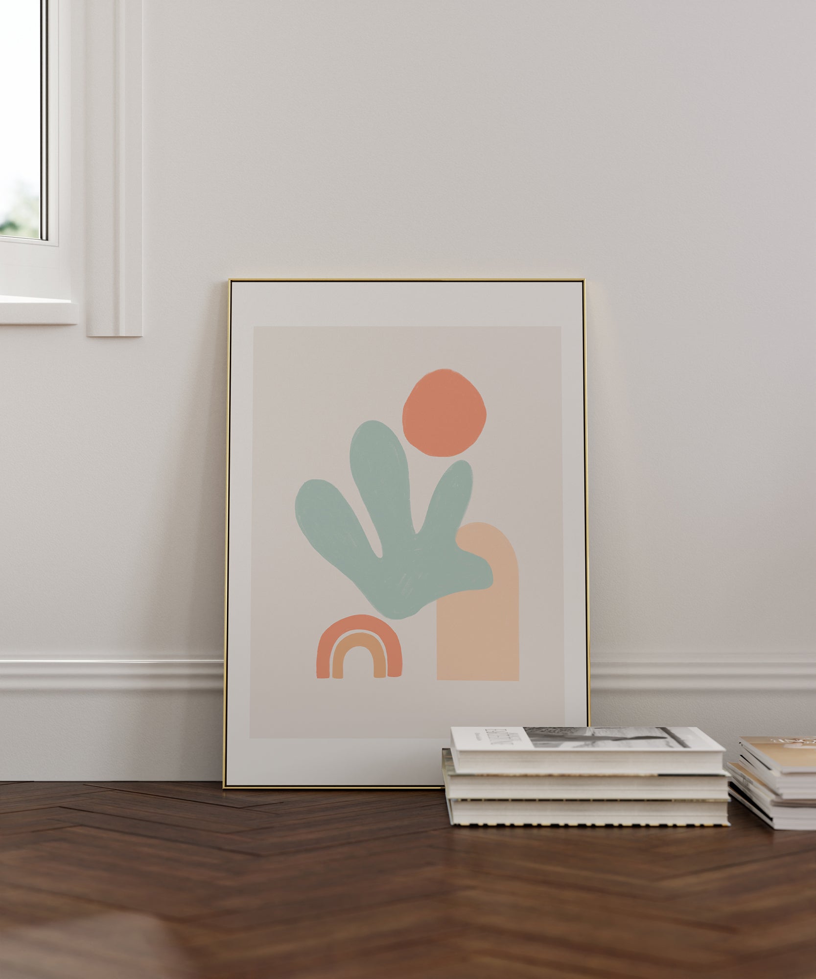 Minty green 'Minty Boho' abstract design, bohemian minimalist prints for a cool aesthetic.