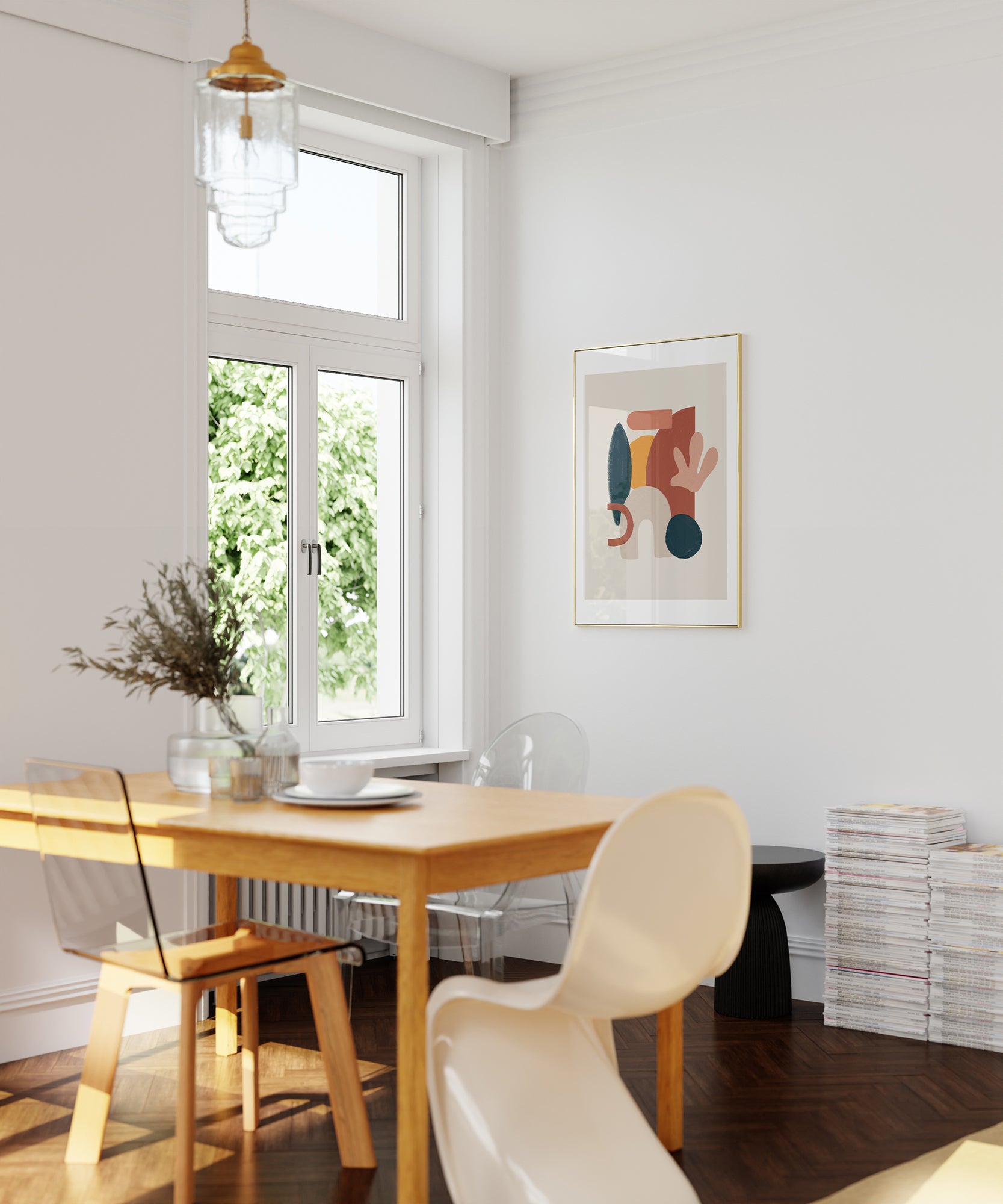 Abstract 'Dreamlandia' boho style print, minimalist wall art for a characterful aesthetic.