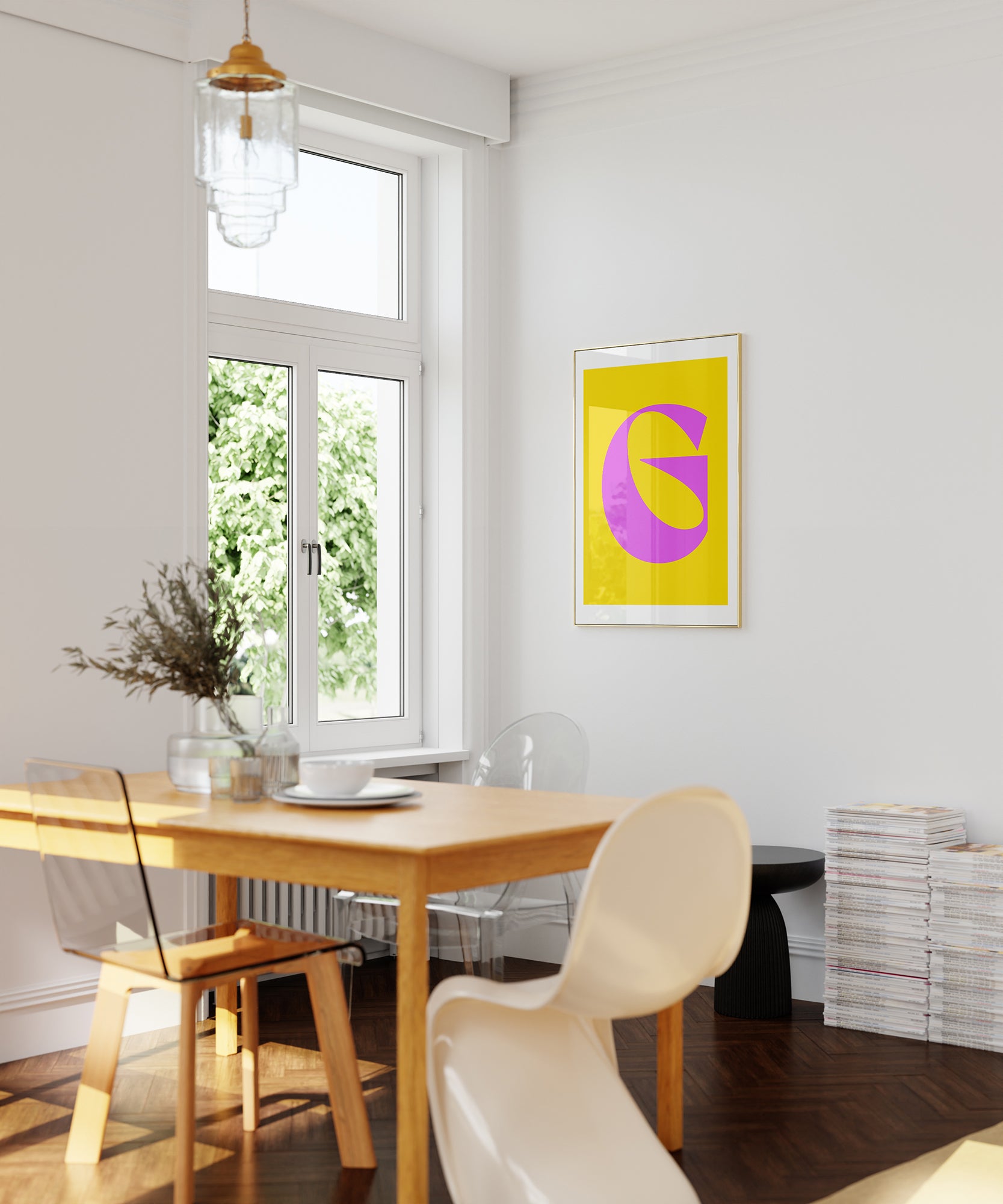 Bold 'G LETTER' initial design, modern wall decor for a personalized aesthetic statement.