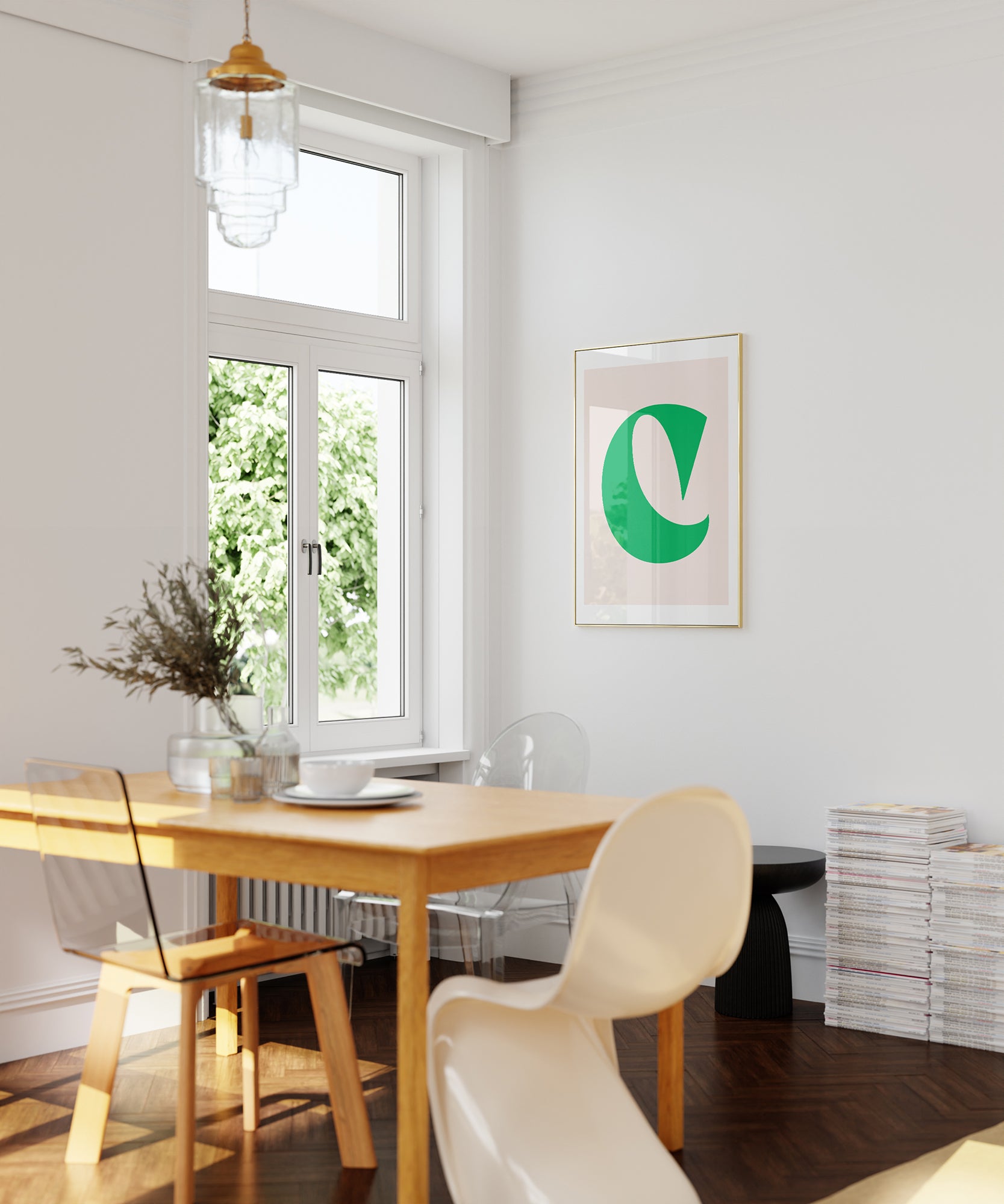 Charming pastel 'C LETTER PASTEL' initial, aesthetic wall art for modern living room or kids' room decor.