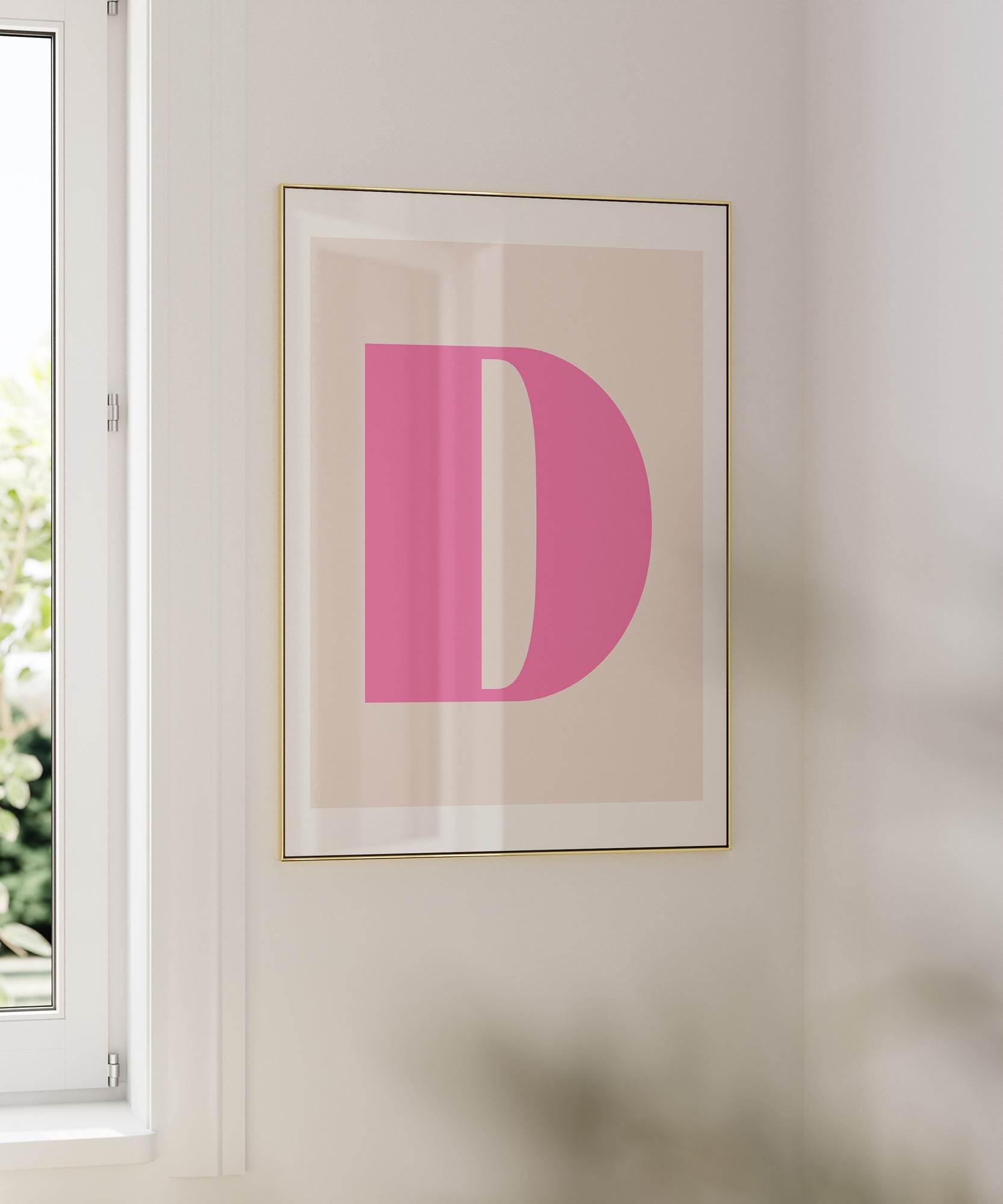 Gentle pastel 'D LETTER PASTEL' initial, aesthetic canvas-style print for soft elegance.