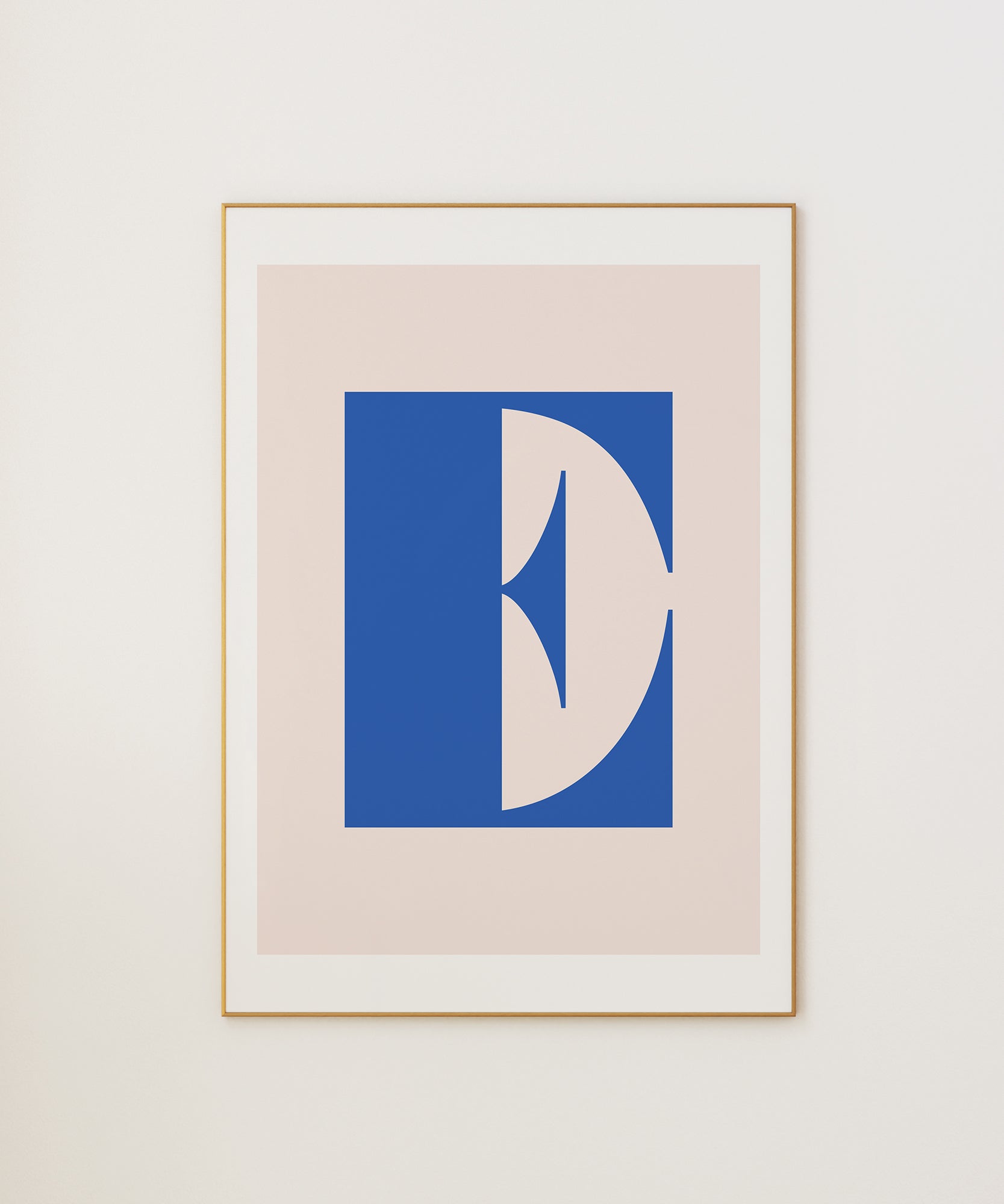 Soft pastel 'E LETTER PASTEL' initial, aesthetic wall art for gentle modern living room decor.