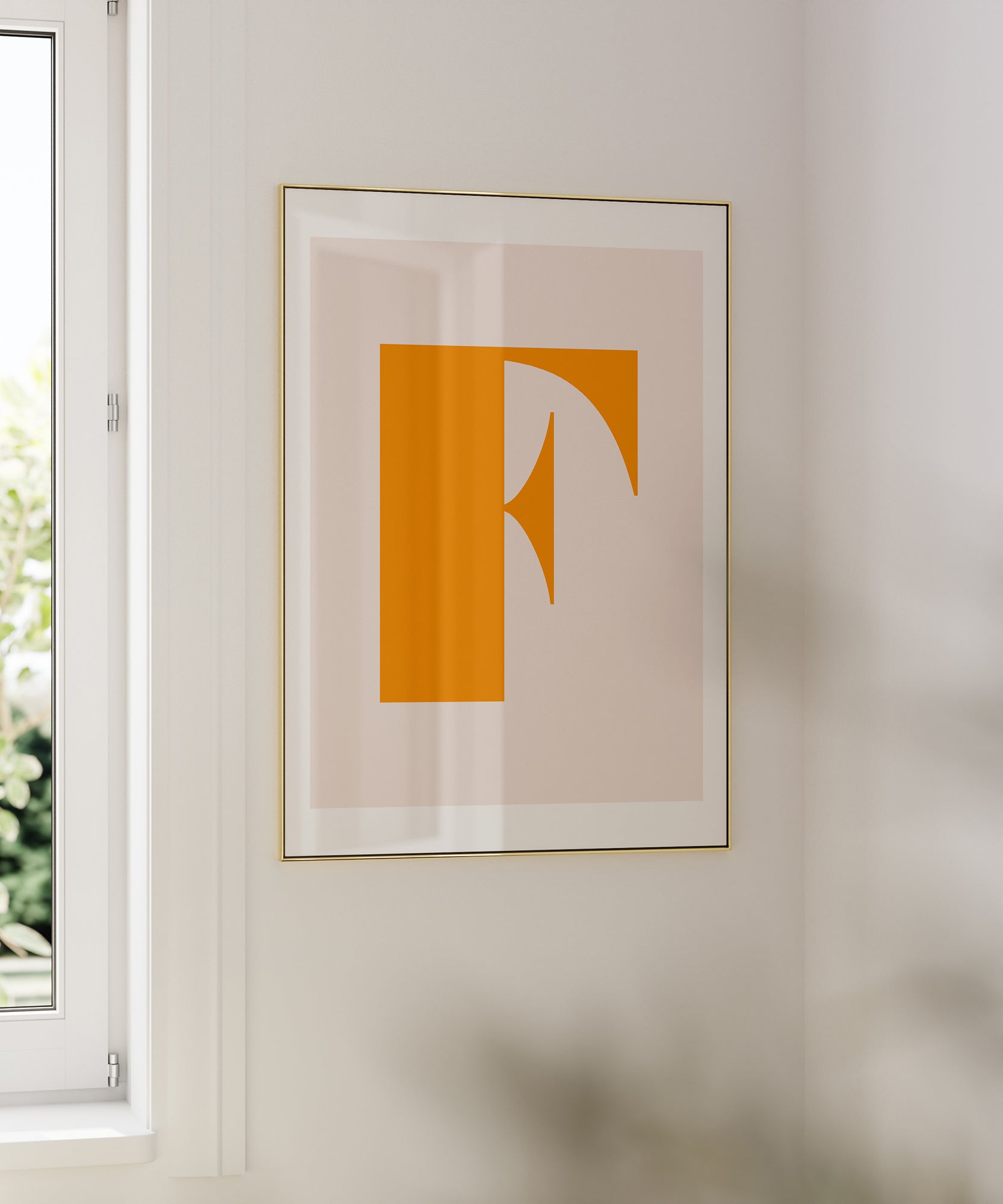 Delicate pastel 'F LETTER PASTEL' initial, minimalist prints for a soft aesthetic interior.