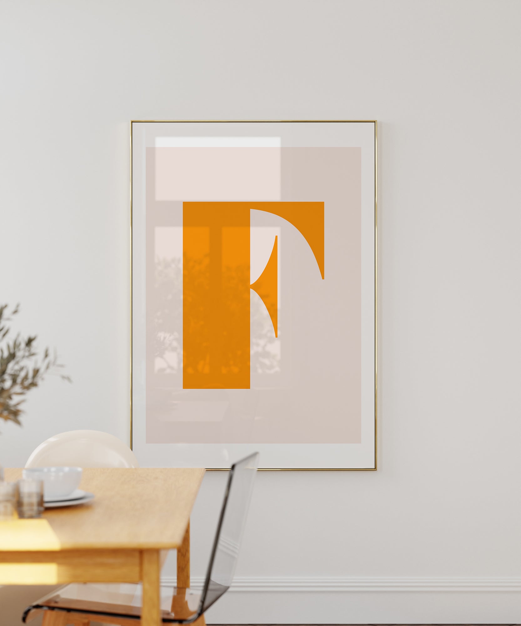 Delicate pastel 'F LETTER PASTEL' initial, minimalist prints for a soft aesthetic interior.