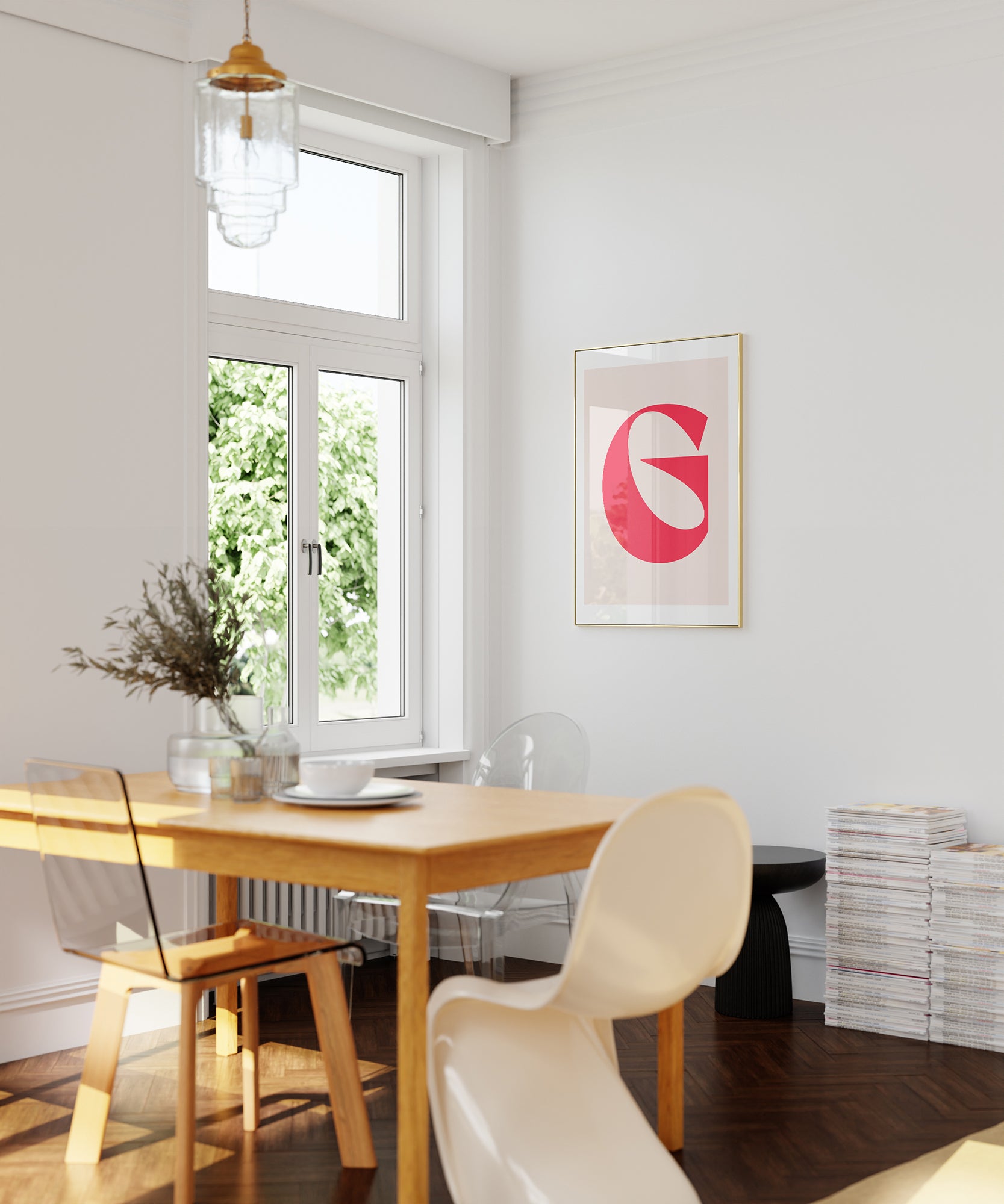 Soft pastel 'G LETTER PASTEL' initial, aesthetic wall art for a charming modern office or living room.