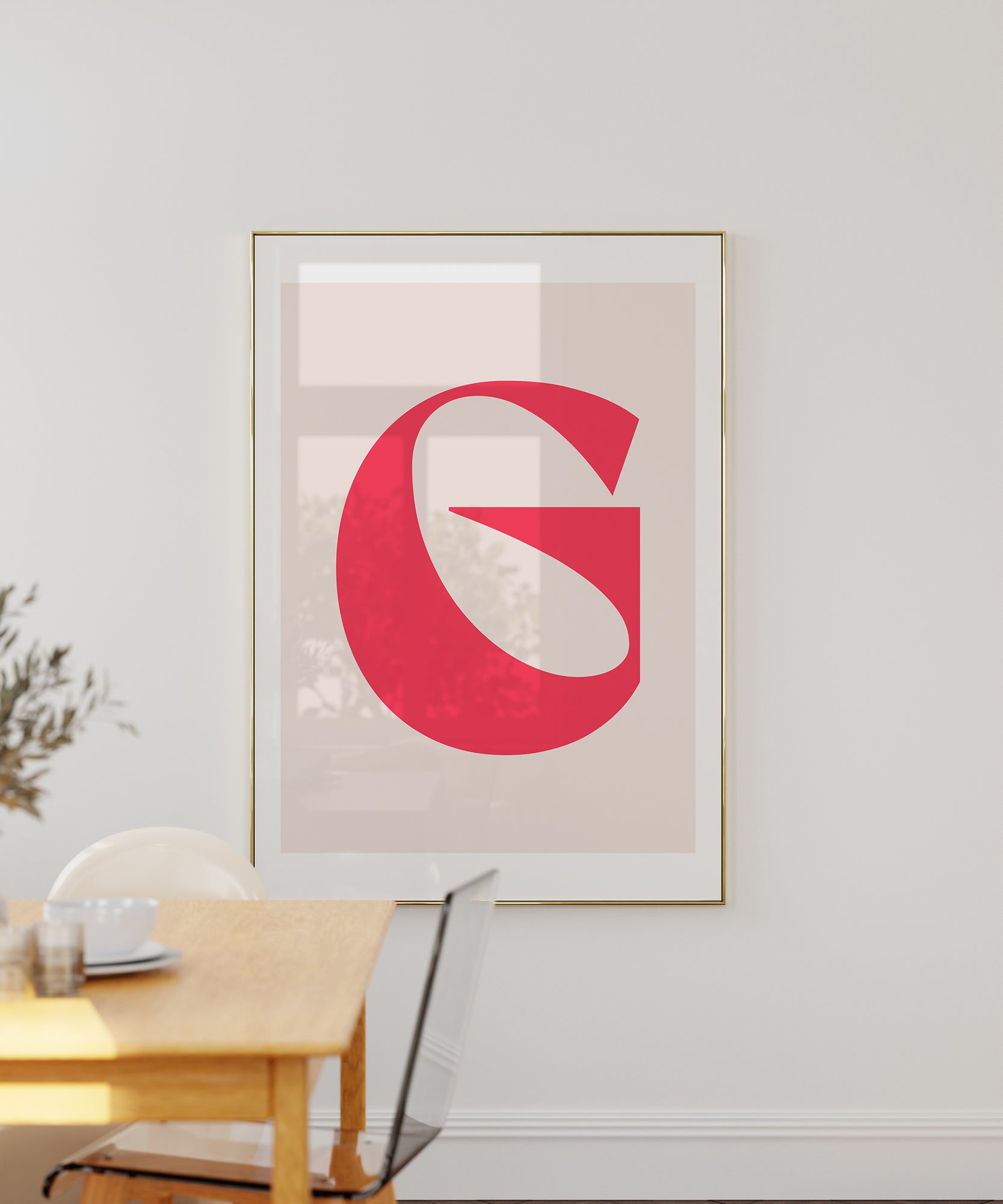 Soft pastel 'G LETTER PASTEL' initial, aesthetic wall art for a charming modern office or living room.