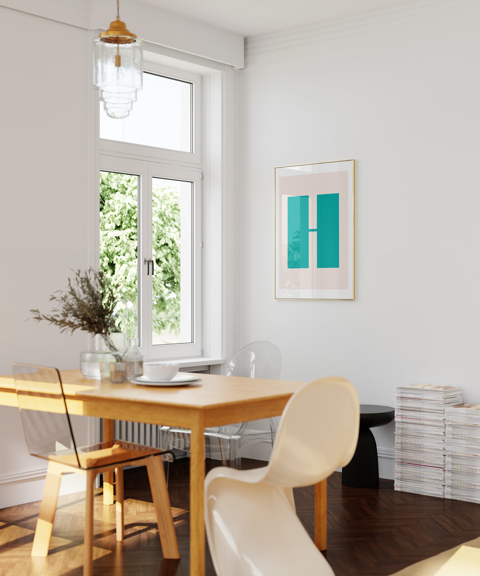 Charming pastel 'H LETTER PASTEL' initial, aesthetic wall art for modern nursery or living room.