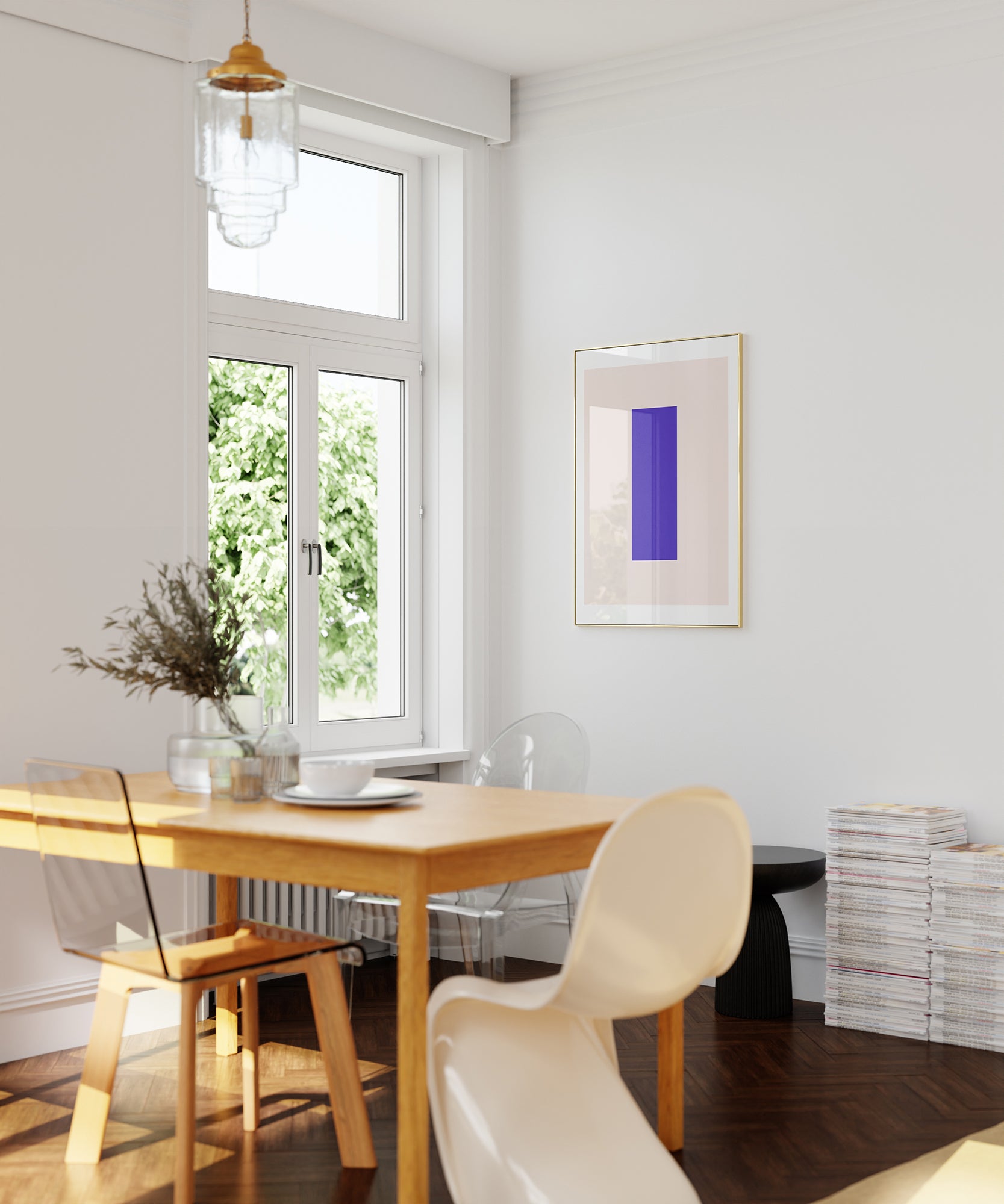 Soft pastel 'I LETTER PASTEL' initial, framed abstract prints for gentle aesthetic elegance.