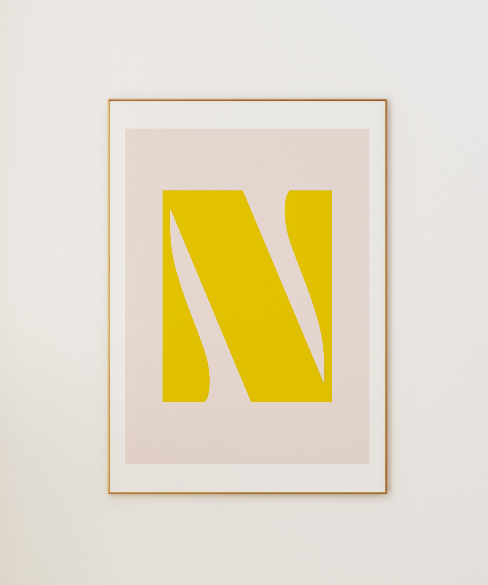 Soft pastel 'N LETTER PASTEL' initial, aesthetic wall art for a gentle modern living room or nursery.