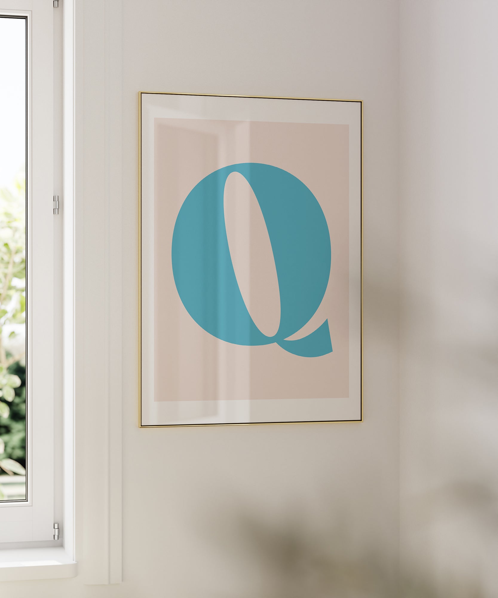 Soft pastel 'Q LETTER PASTEL' initial, aesthetic canvas-style print for a charming nursery.
