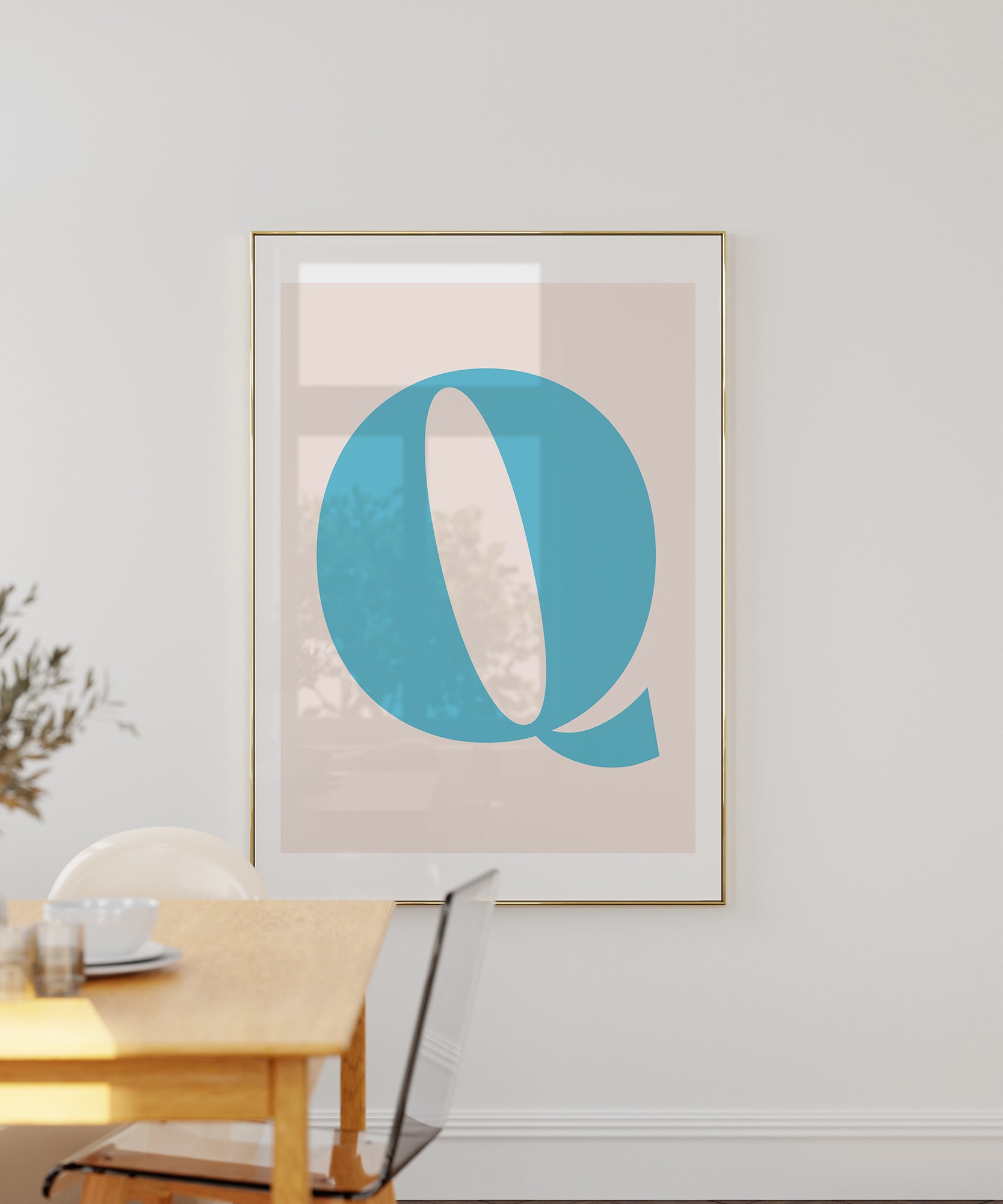 Soft pastel 'Q LETTER PASTEL' initial, aesthetic canvas-style print for a charming nursery.