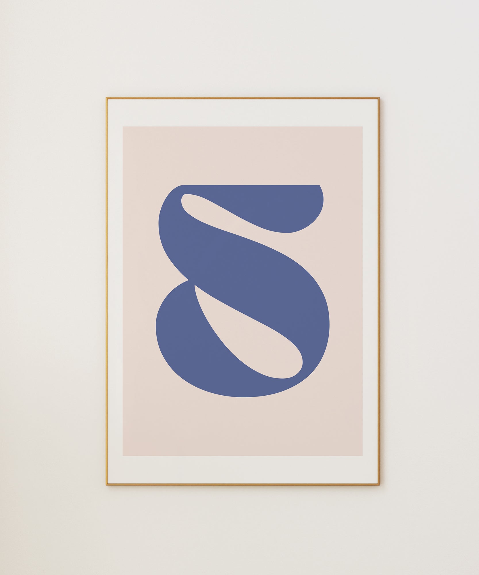 Soft pastel 'S LETTER PASTEL' initial, aesthetic wall art for gentle modern office or living room decor.