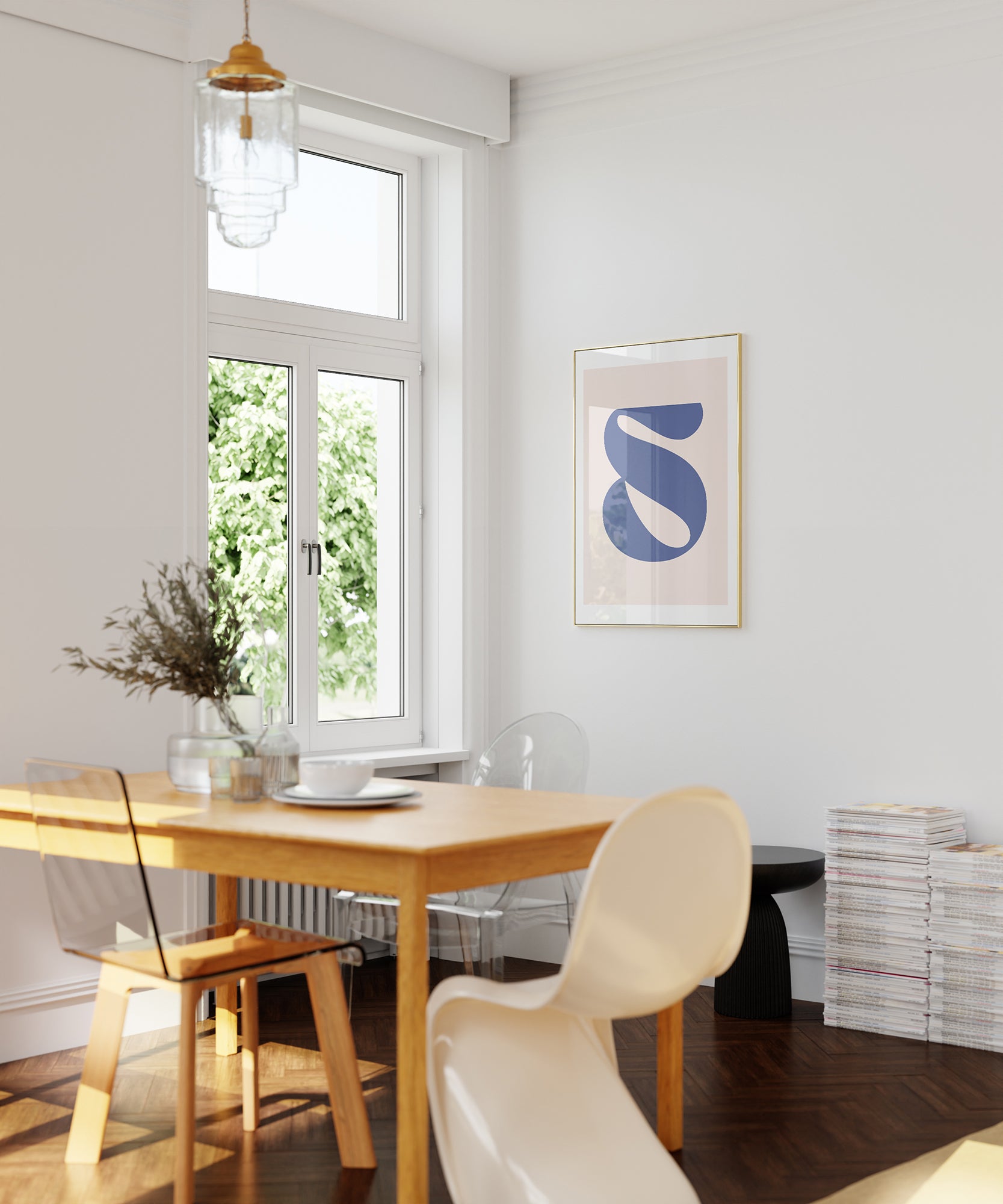 Soft pastel 'S LETTER PASTEL' initial, aesthetic wall art for gentle modern office or living room decor.