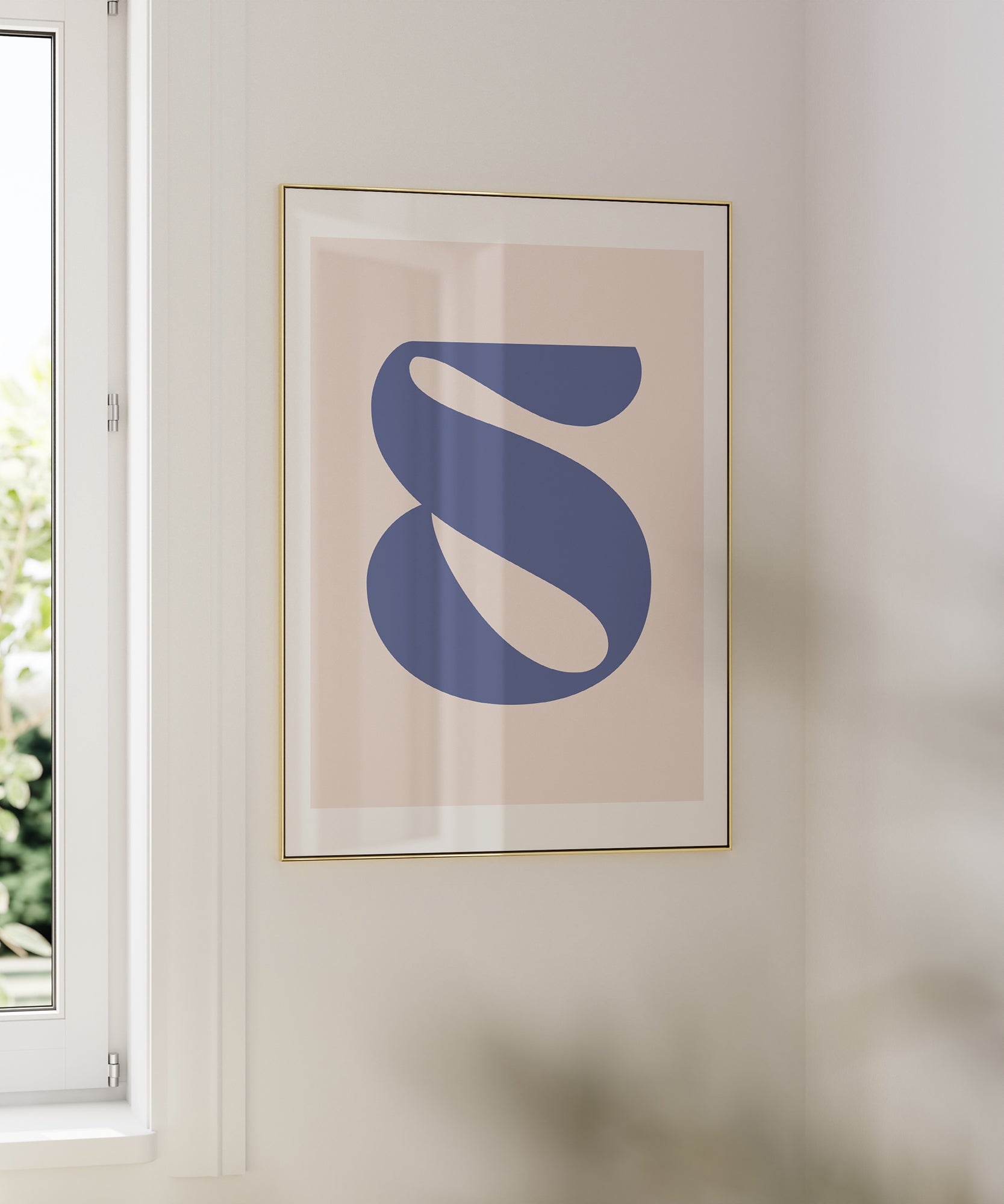 Soft pastel 'S LETTER PASTEL' initial, aesthetic wall art for gentle modern office or living room decor.