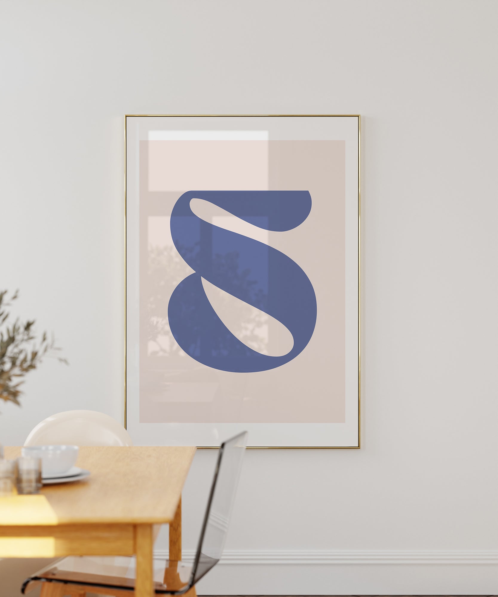 Soft pastel 'S LETTER PASTEL' initial, aesthetic wall art for gentle modern office or living room decor.