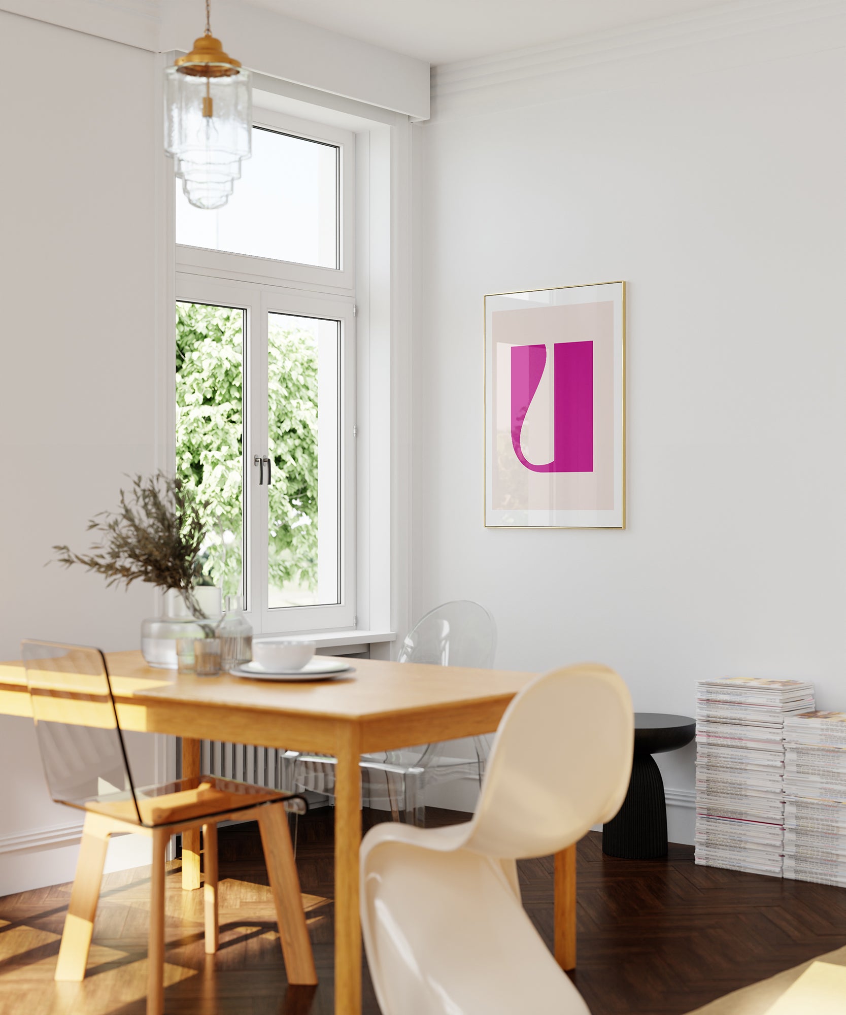 Soft pastel 'U LETTER PASTEL' initial, framed abstract prints for gentle modern aesthetic charm.