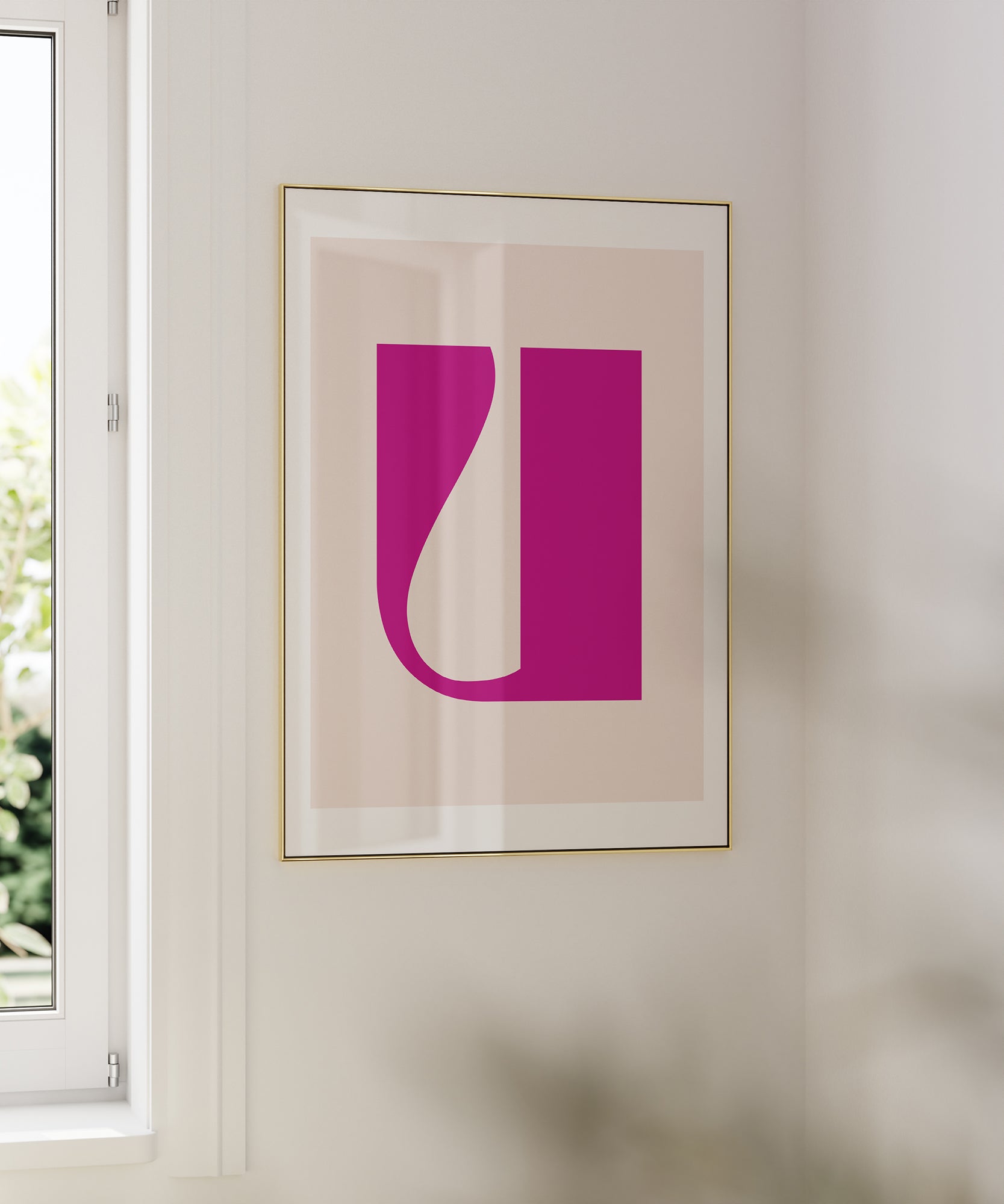 Soft pastel 'U LETTER PASTEL' initial, framed abstract prints for gentle modern aesthetic charm.