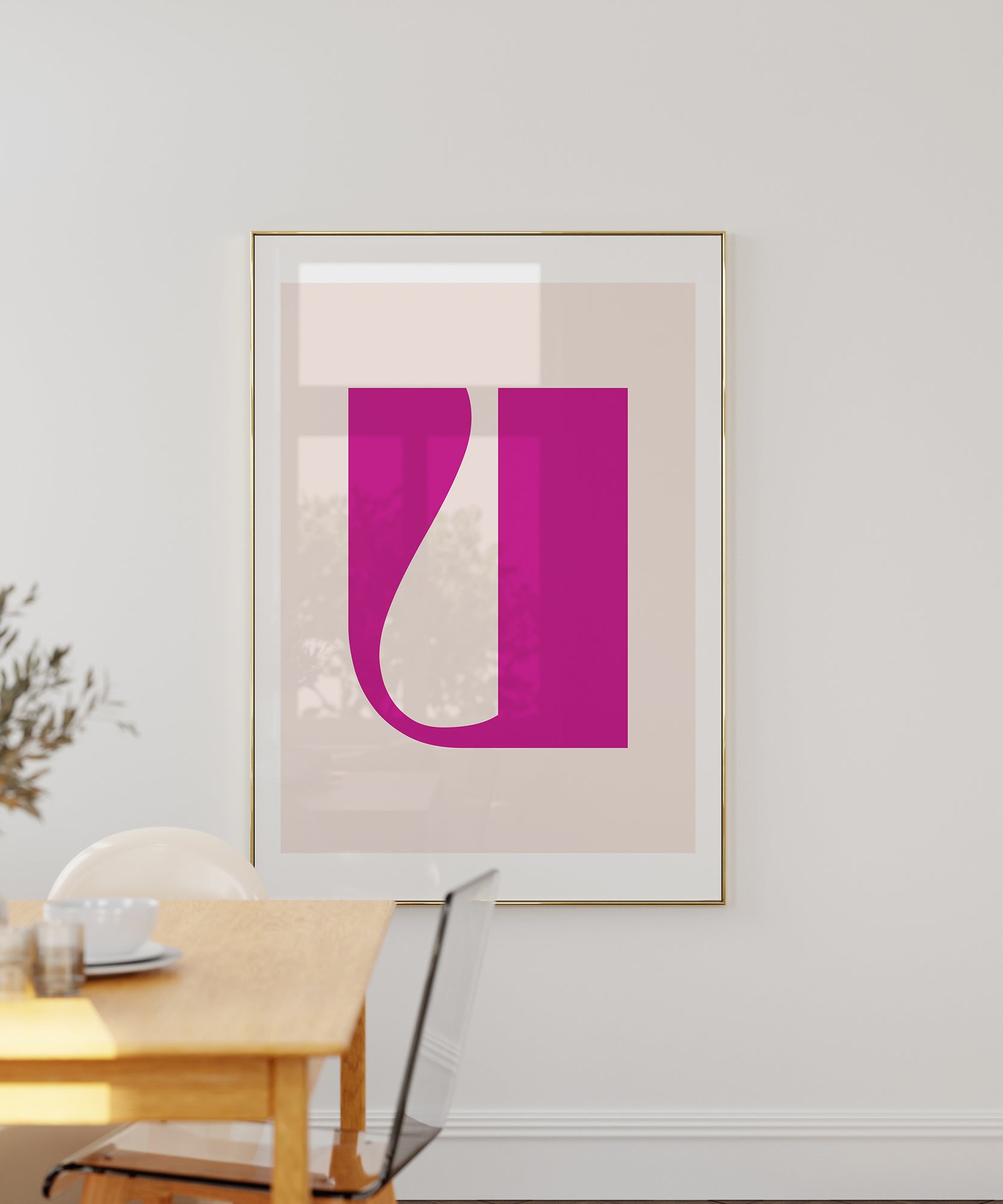 Soft pastel 'U LETTER PASTEL' initial, framed abstract prints for gentle modern aesthetic charm.
