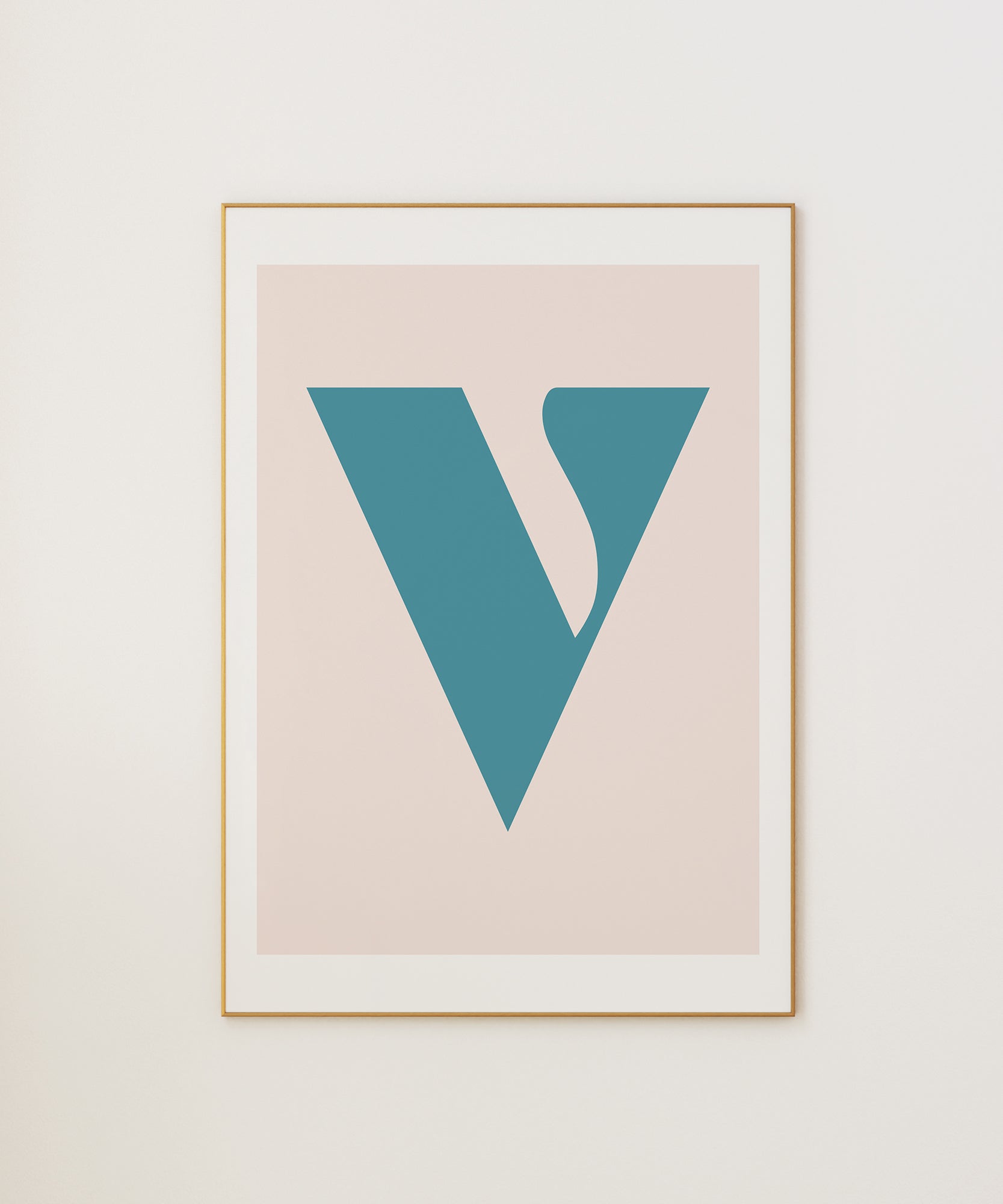 Elegant pastel 'V LETTER PASTEL' initial, aesthetic wall art for modern office or living room.