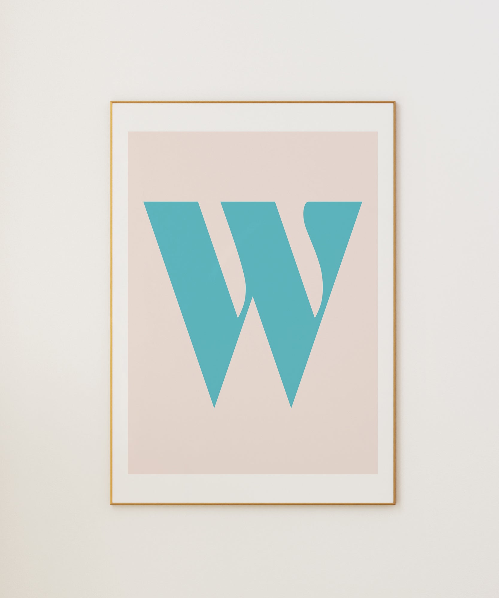 Charming pastel 'W LETTER PASTEL' initial, aesthetic canvas-style print for modern kids' room decor.