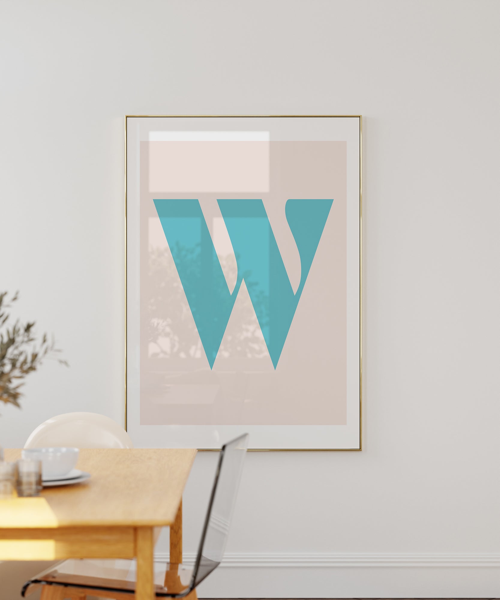Charming pastel 'W LETTER PASTEL' initial, aesthetic canvas-style print for modern kids' room decor.