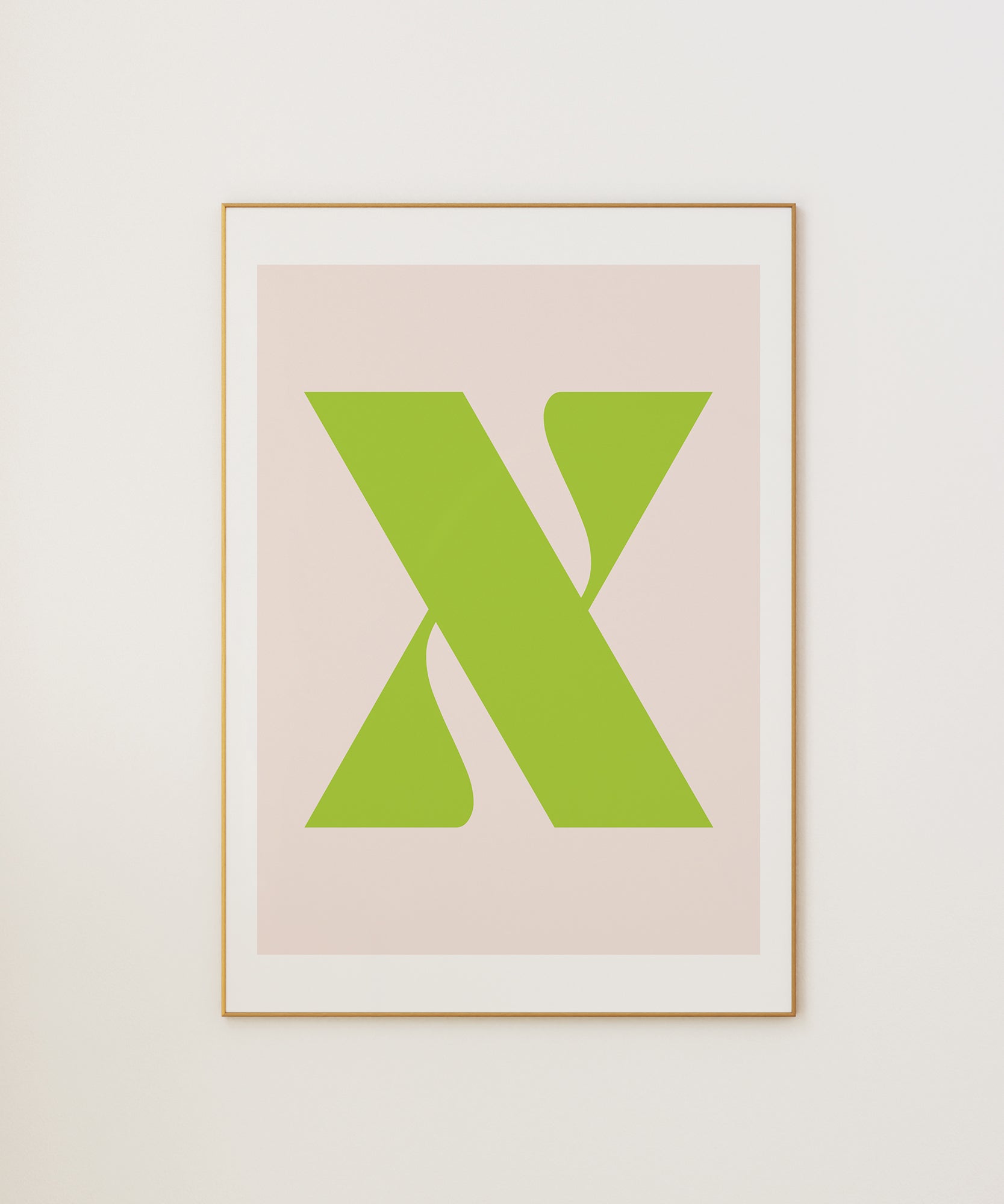 Soft pastel 'X LETTER PASTEL' initial, aesthetic canvas-style print for a charming office or nursery.