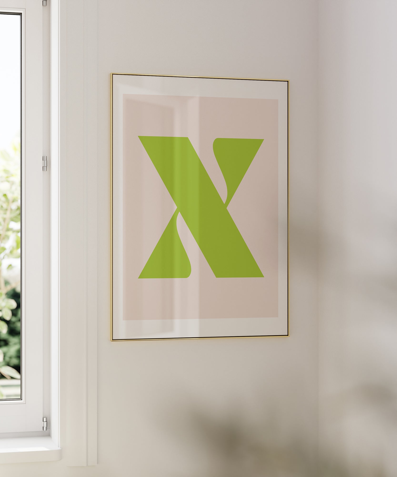 Soft pastel 'X LETTER PASTEL' initial, aesthetic canvas-style print for a charming office or nursery.