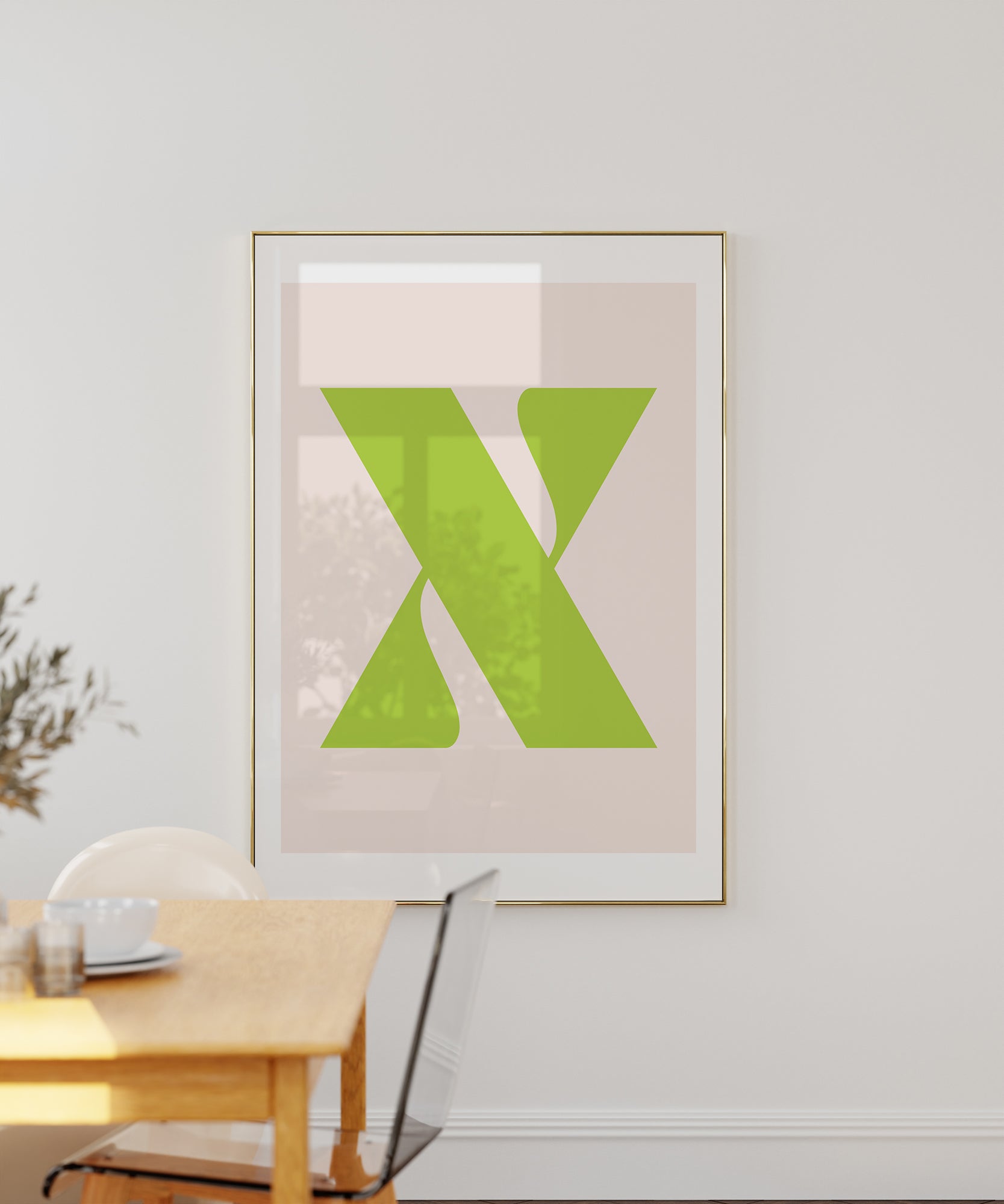 Soft pastel 'X LETTER PASTEL' initial, aesthetic canvas-style print for a charming office or nursery.