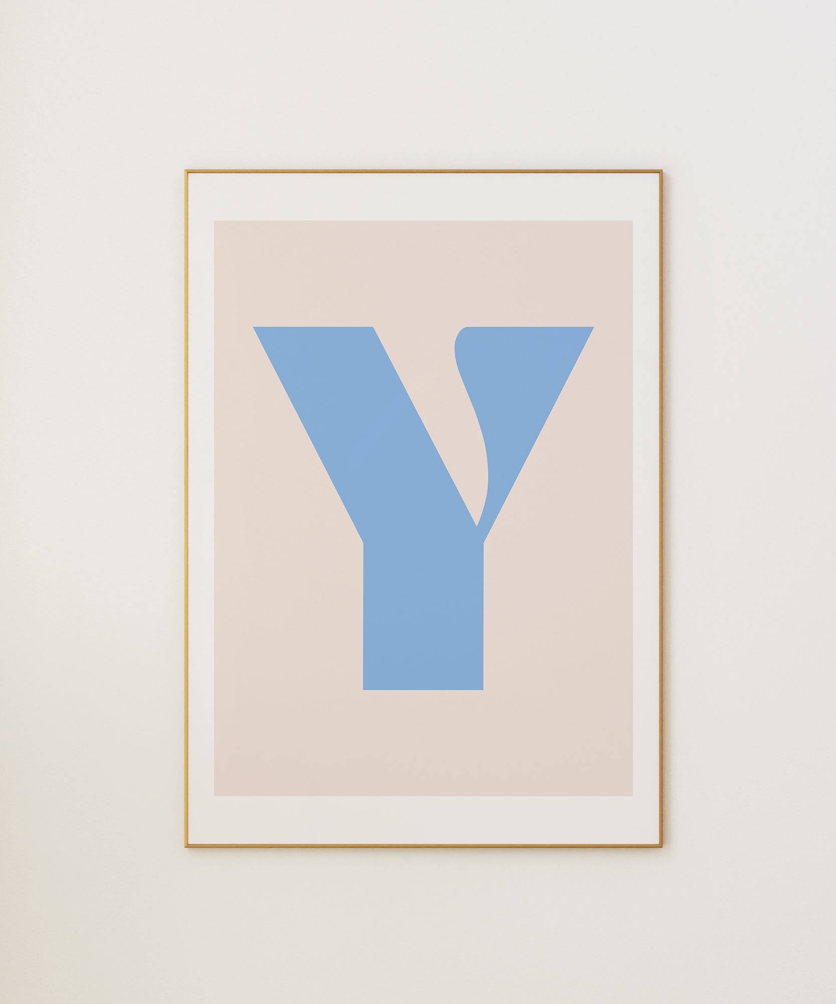 Elegant pastel 'Y LETTER PASTEL' initial, minimalist prints for a soft aesthetic living room vibe.