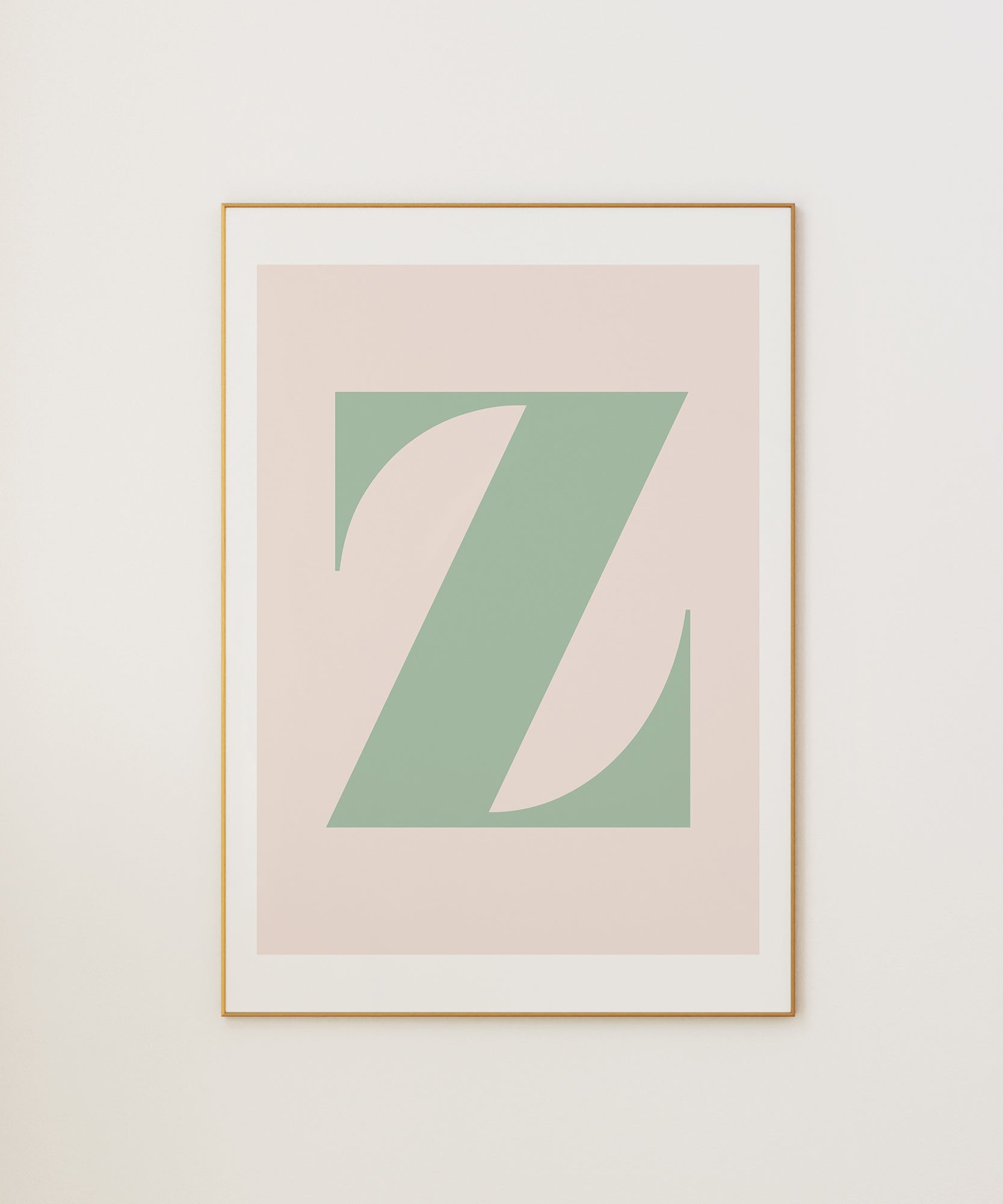 Soft pastel 'Z LETTER PASTEL' initial, aesthetic wall art for gentle modern nursery or living room decor.