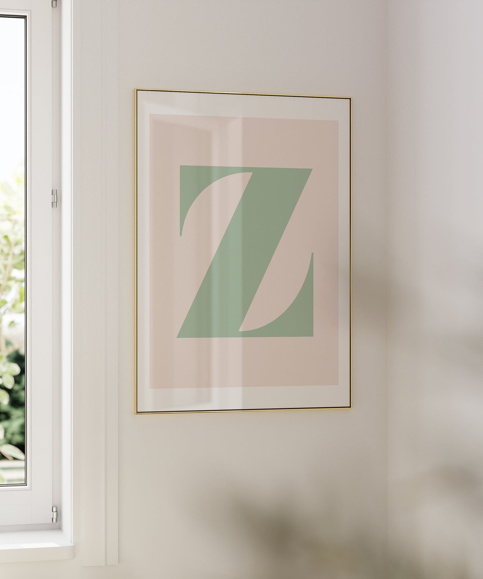 Soft pastel 'Z LETTER PASTEL' initial, aesthetic wall art for gentle modern nursery or living room decor.