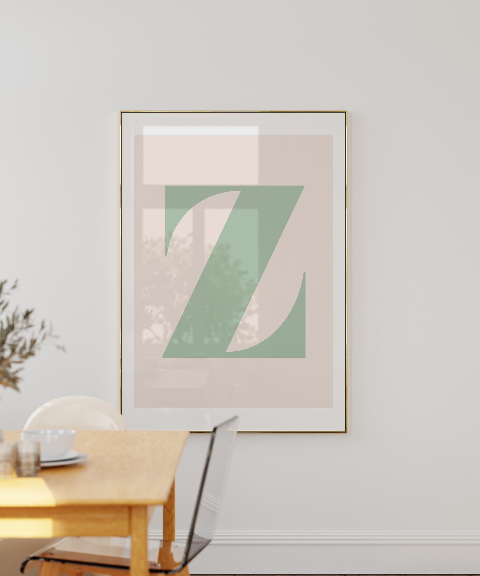 Soft pastel 'Z LETTER PASTEL' initial, aesthetic wall art for gentle modern nursery or living room decor.