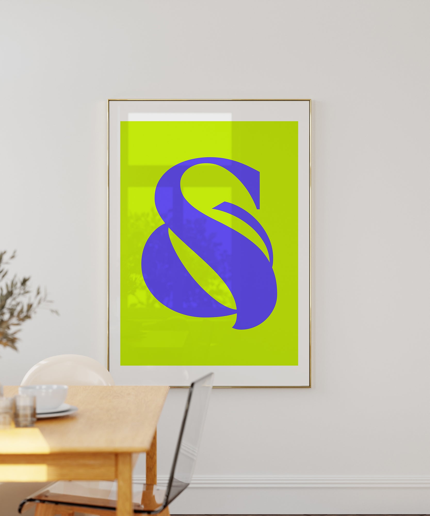 Elegant '&' ampersand symbol print, minimalist wall art for a stylish modern aesthetic.