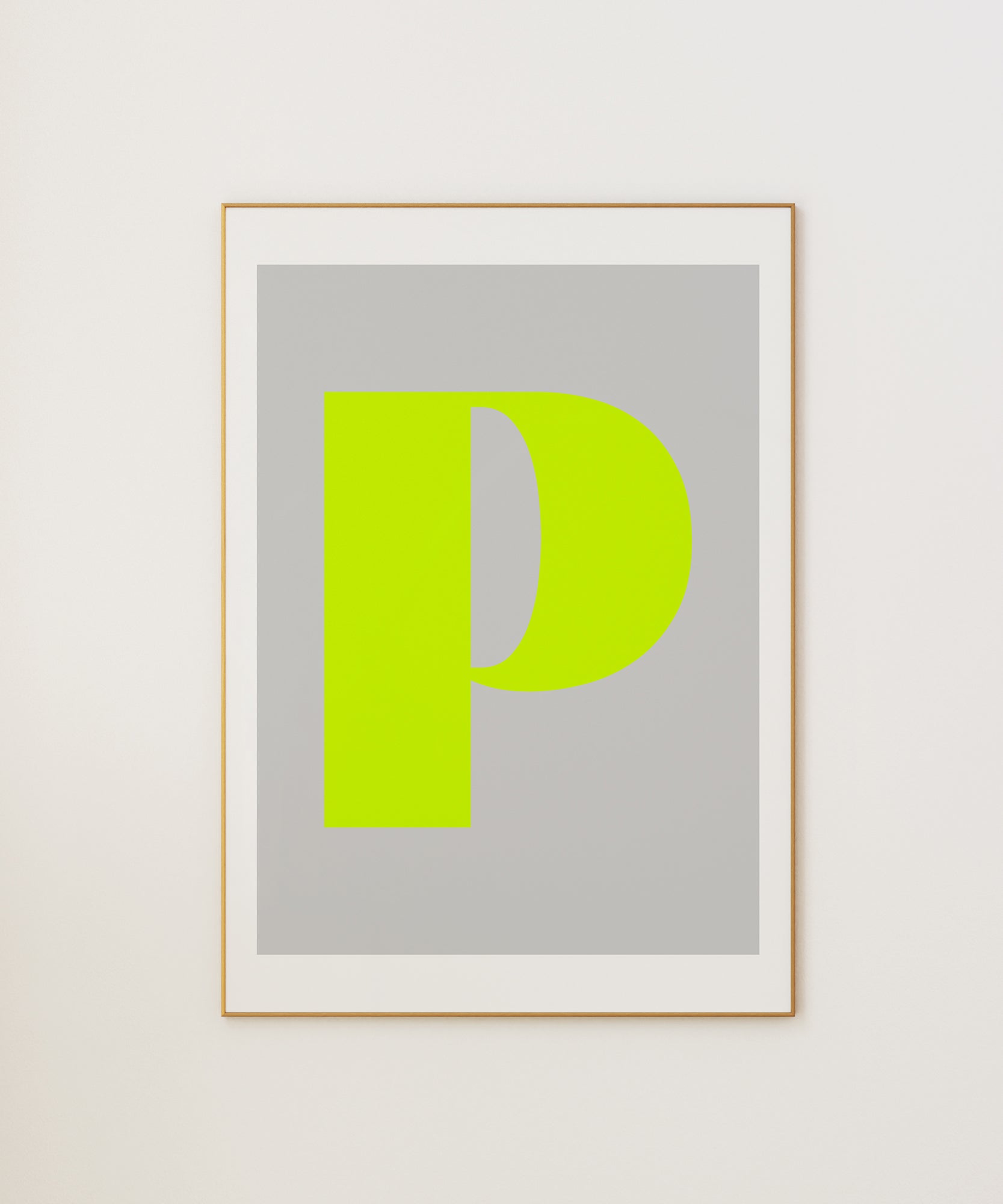 Stylish 'P LETTER' initial design, framed abstract prints for a personalized minimalist aesthetic.