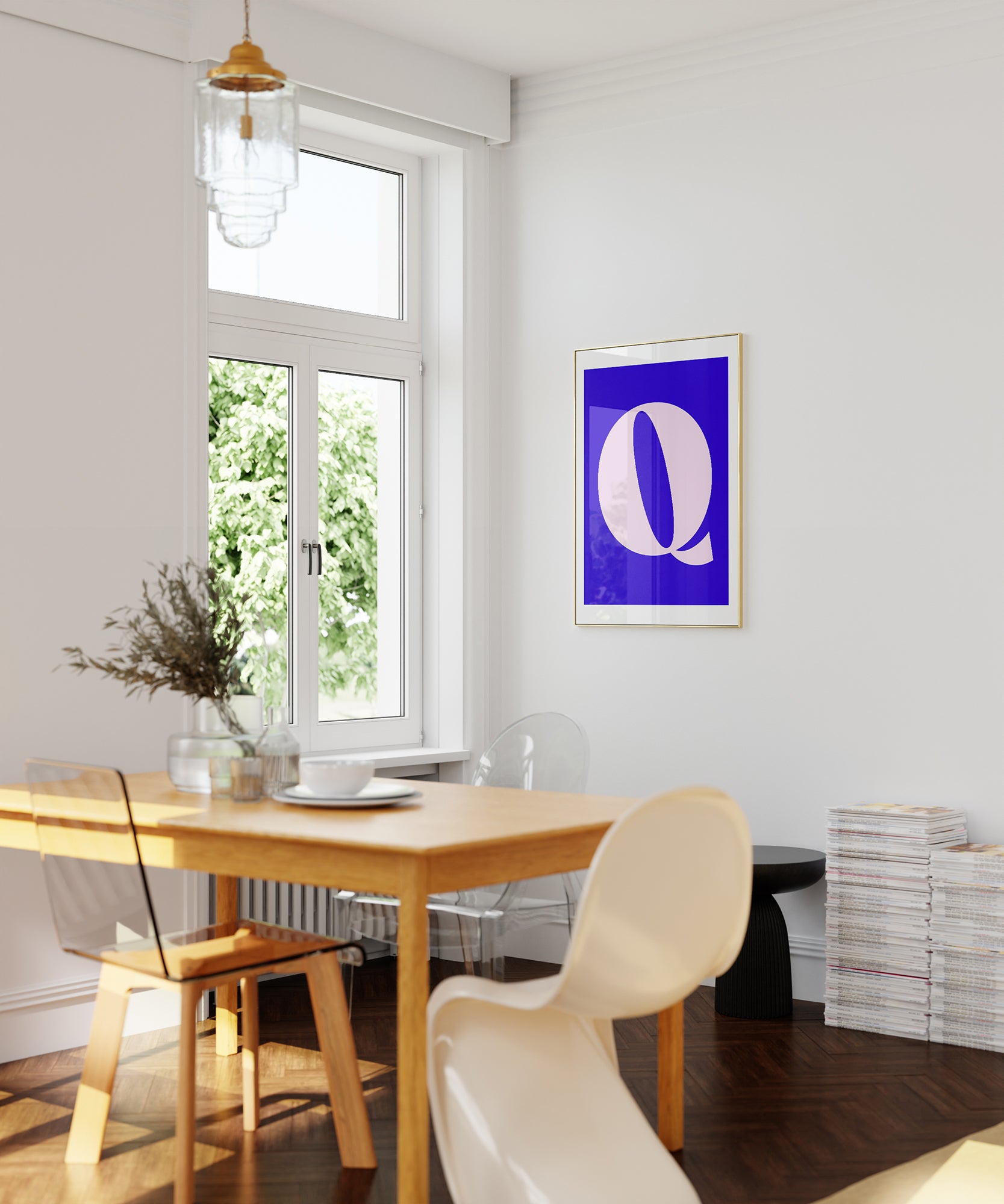 Bold 'Q LETTER' initial print, modern wall art for a personalized aesthetic statement.