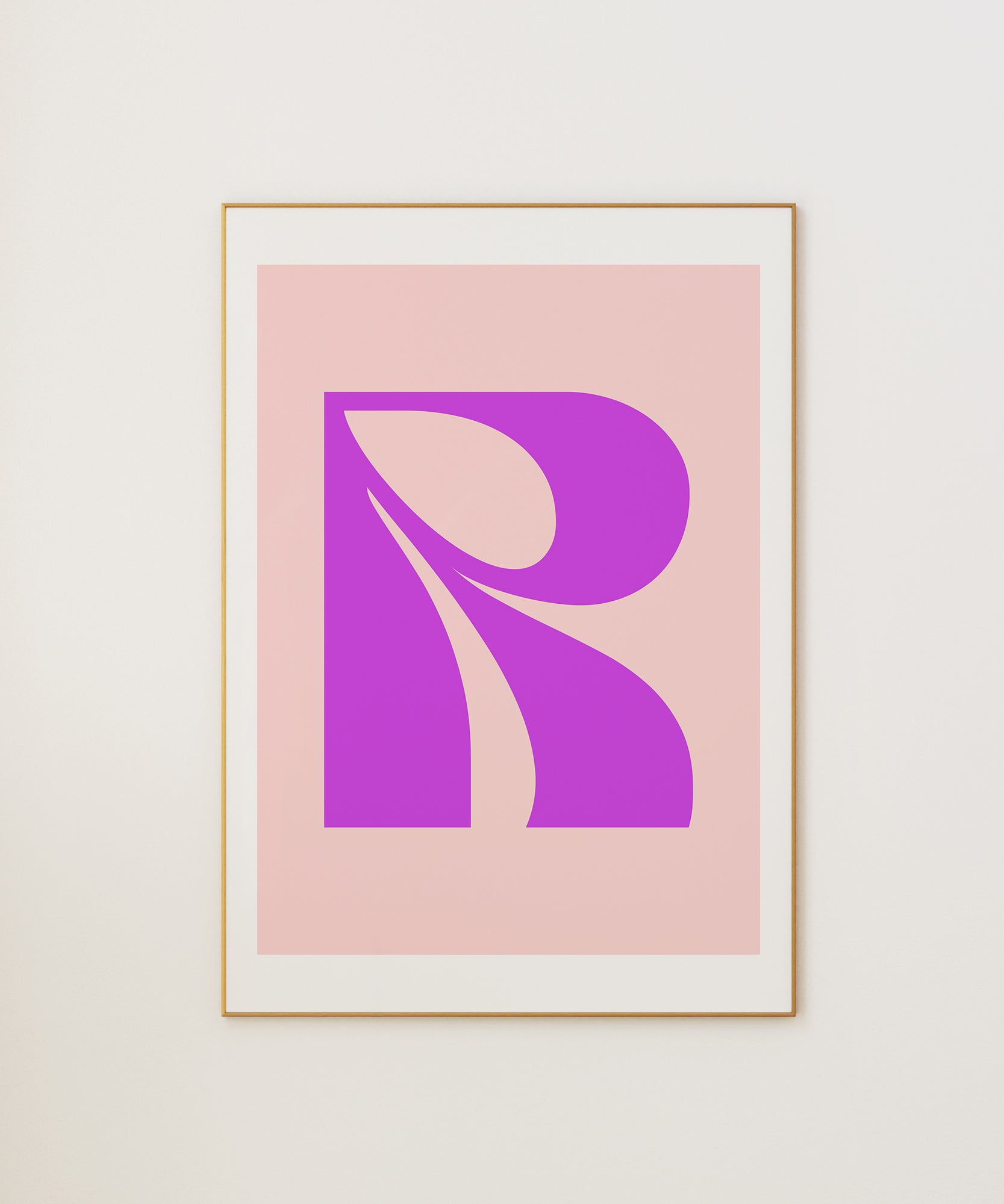 Chic 'R LETTER' modern initial, framed wall art prints for an elegant minimalist aesthetic.