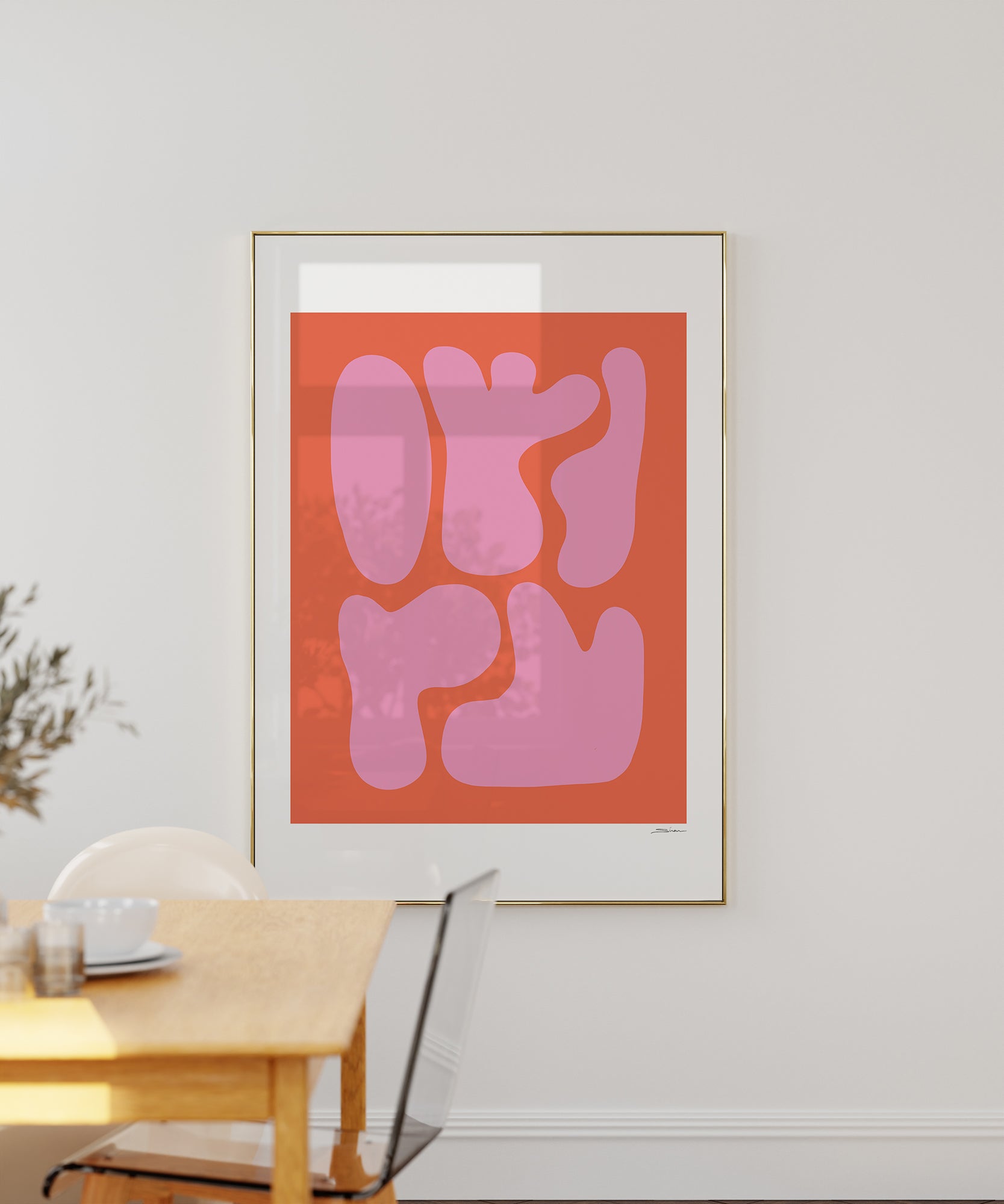 Duo-tone 'Two Colors Abstract v1' design, modern aesthetic canvas-style print for bold minimalist style.