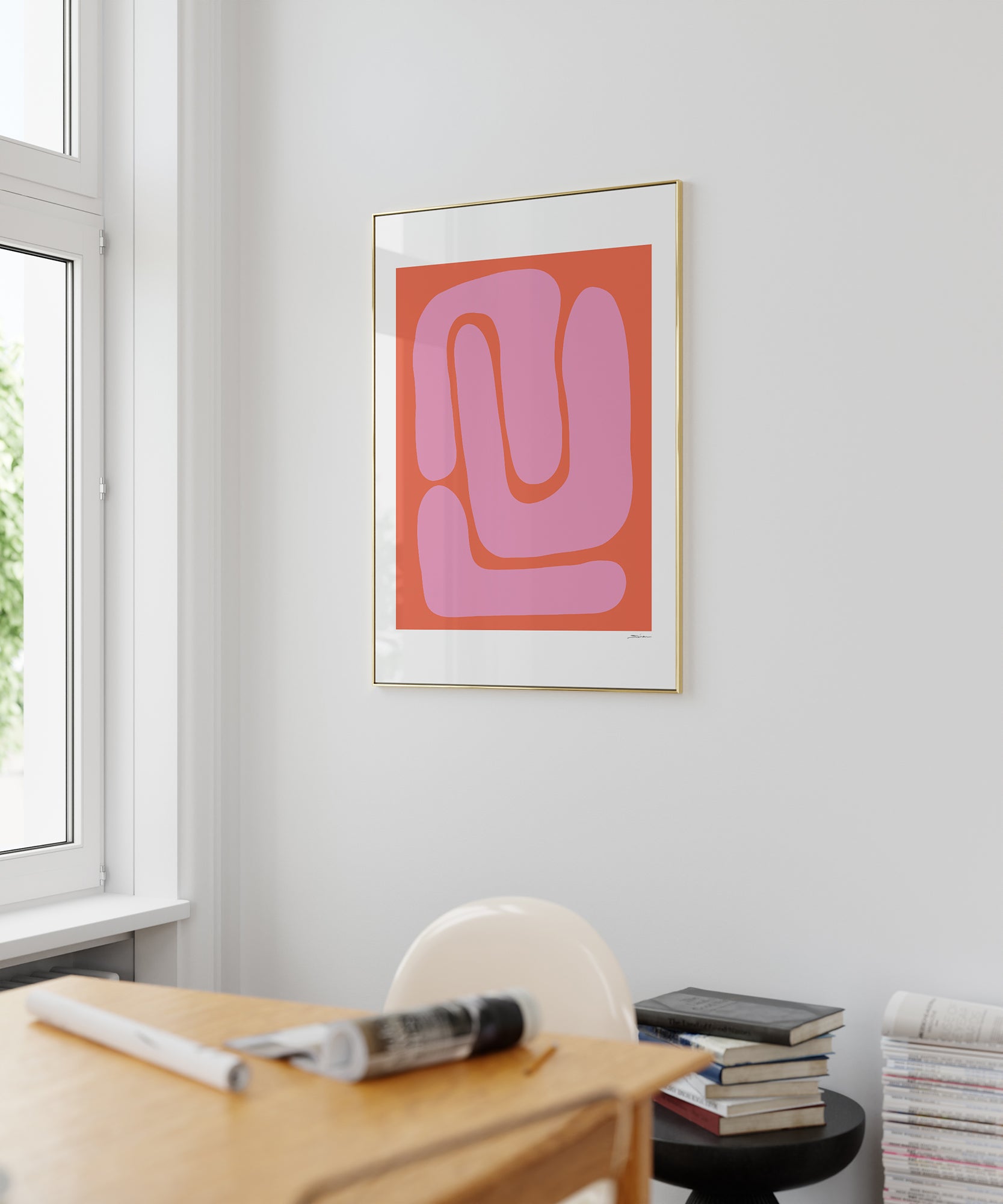 Duo-tone 'Two Colors Abstract v3', minimalist modern wall decor for versatile aesthetic style.