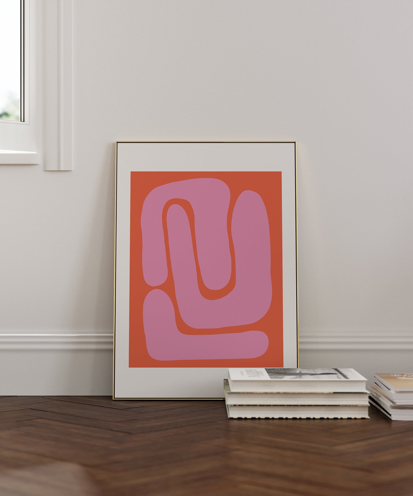 Duo-tone 'Two Colors Abstract v3', minimalist modern wall decor for versatile aesthetic style.