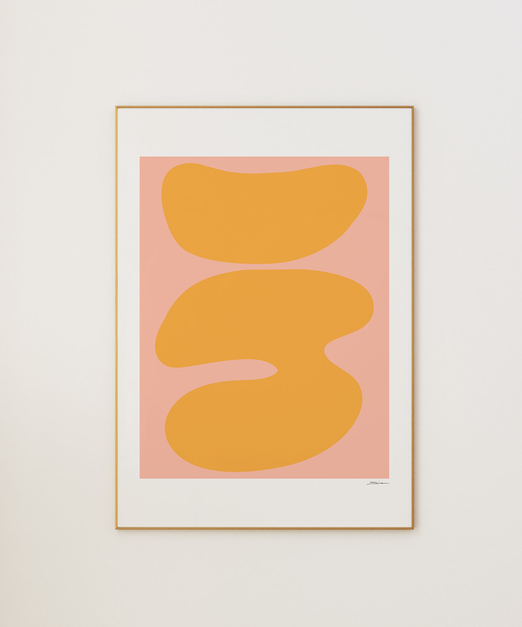 Chic duo-tone 'Two Colors Abstract v2', framed abstract prints for a versatile modern aesthetic.